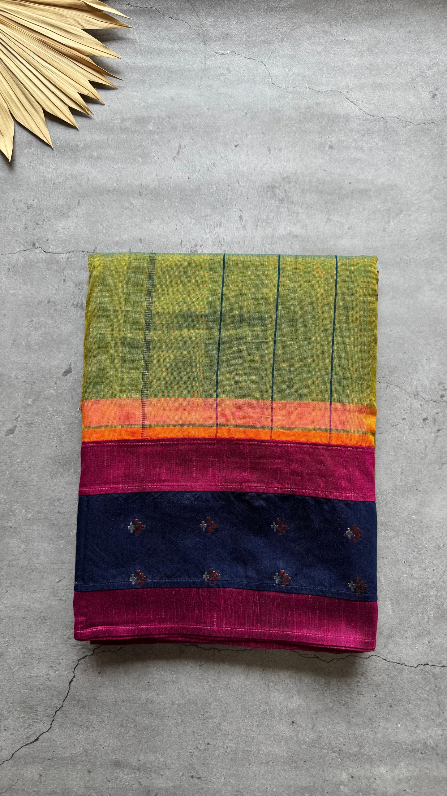 Premium Handwoven Soft Silk Cotton Jamdani Saree (BALI GREEN)