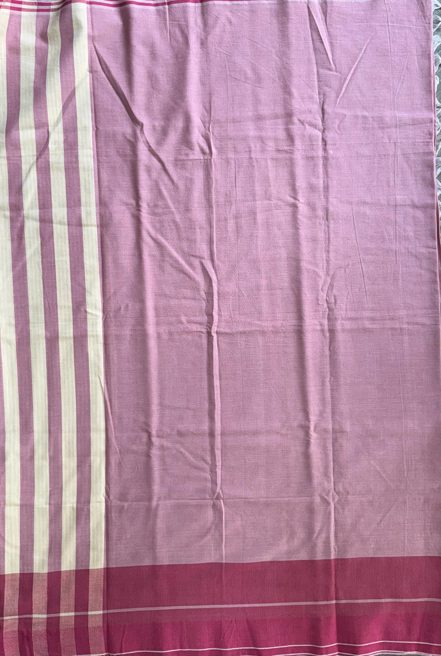 Premium Handwoven Soft Cotton Saree (LEMONADE PINK)