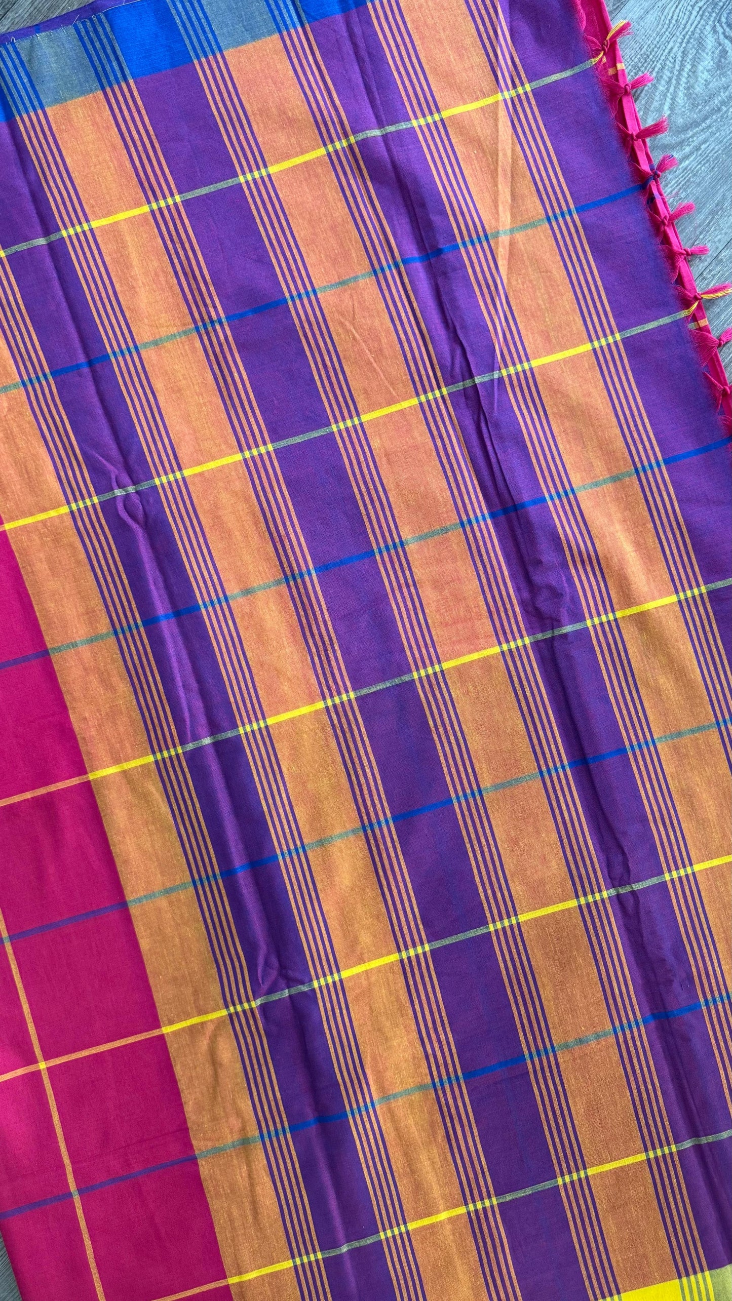 Premium Handwoven Soft Cotton Saree (HOT PINK)