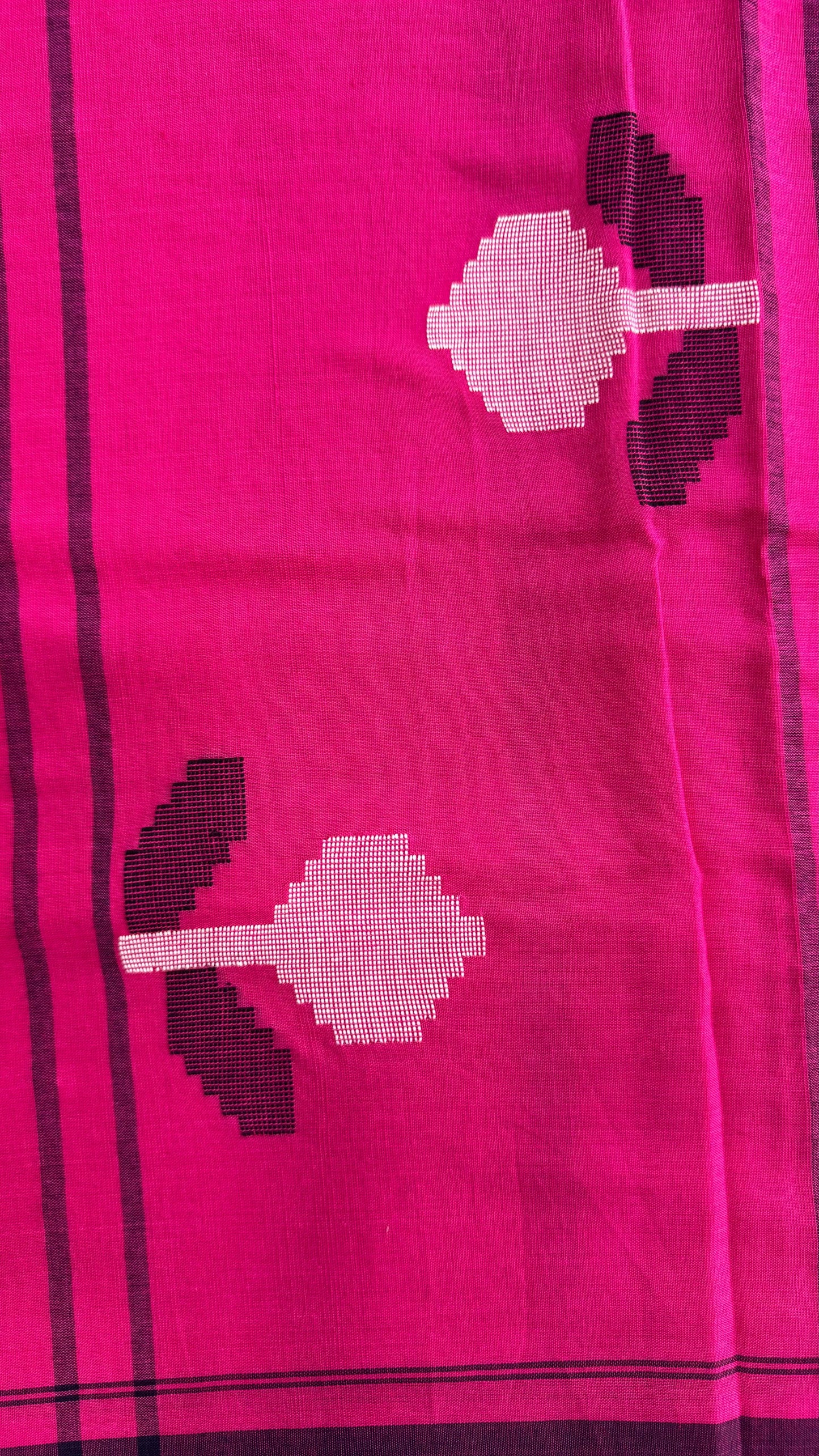 Premium Handwoven Soft Cotton Jamdani Saree (FUCHSIA PINK)