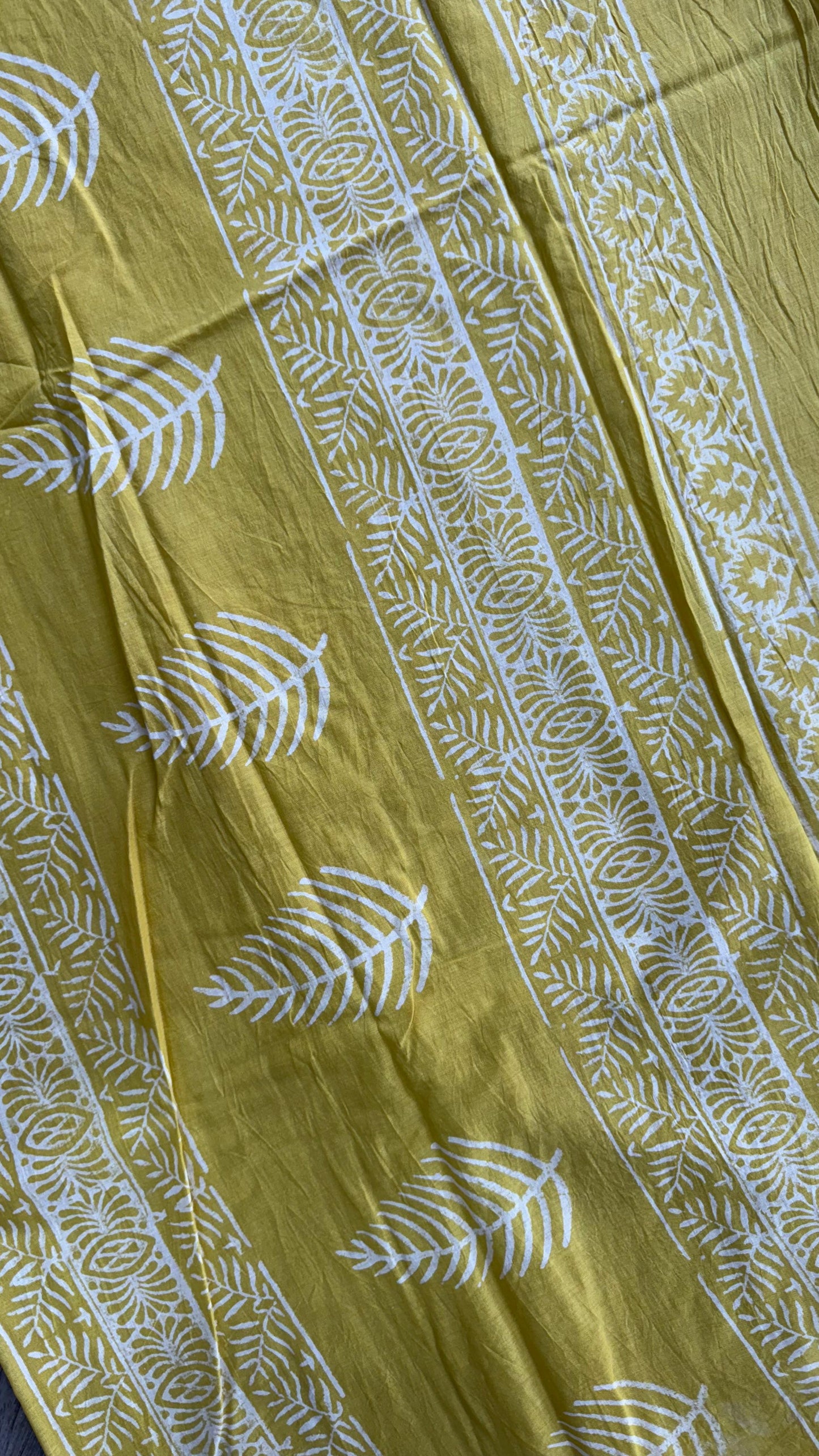 Soft Block Printed Mulmul Cotton Saree (MUSTARD YELLOW)