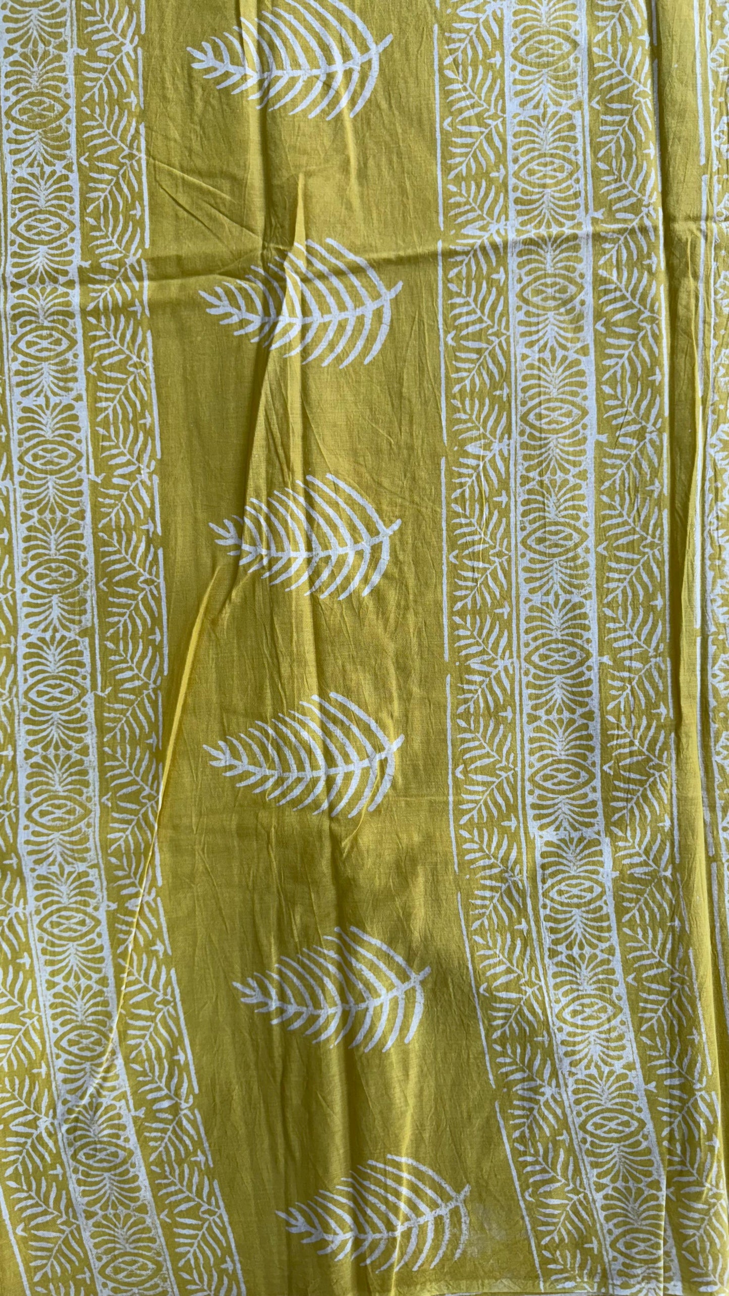 Soft Block Printed Mulmul Cotton Saree (MUSTARD YELLOW)