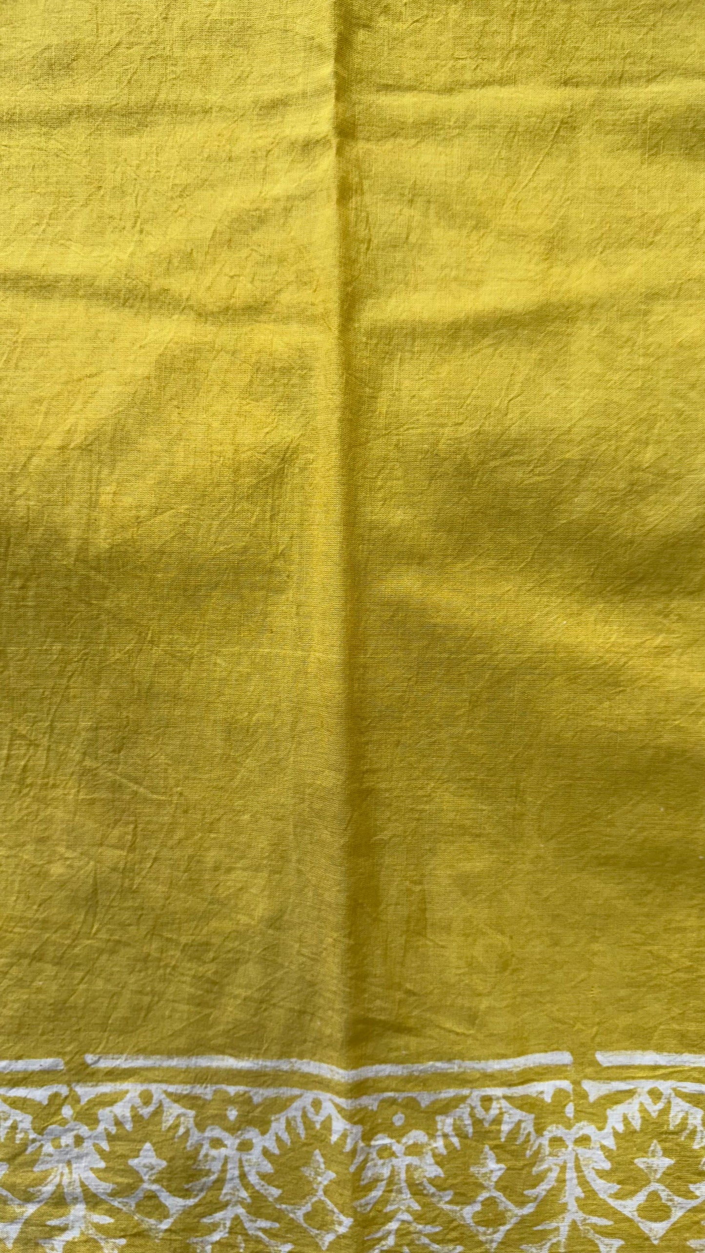 Soft Block Printed Mulmul Cotton Saree (MUSTARD YELLOW)