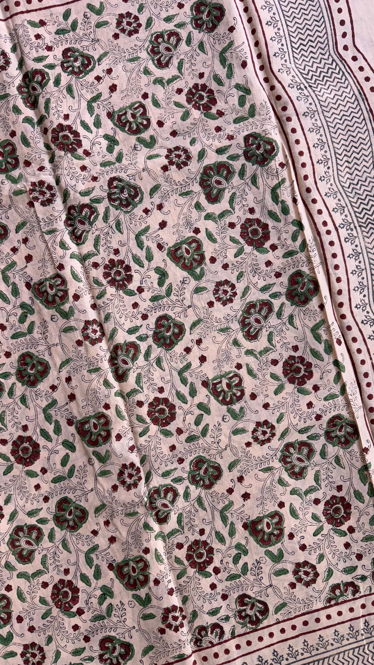Soft Block Printed Mulmul Cotton Saree (WARM PINK)