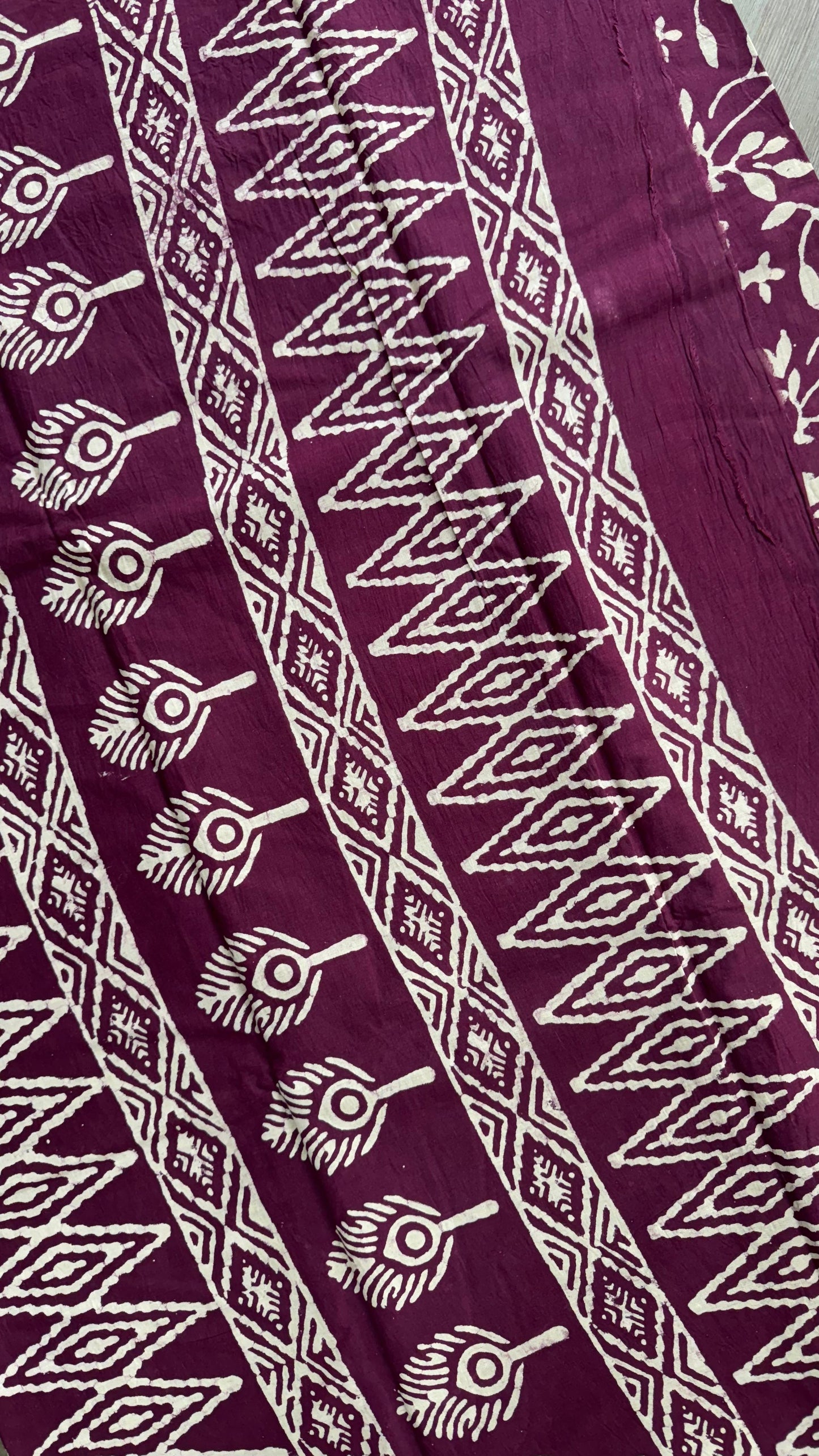 Soft Block Printed Mulmul Cotton Saree (MAROON)
