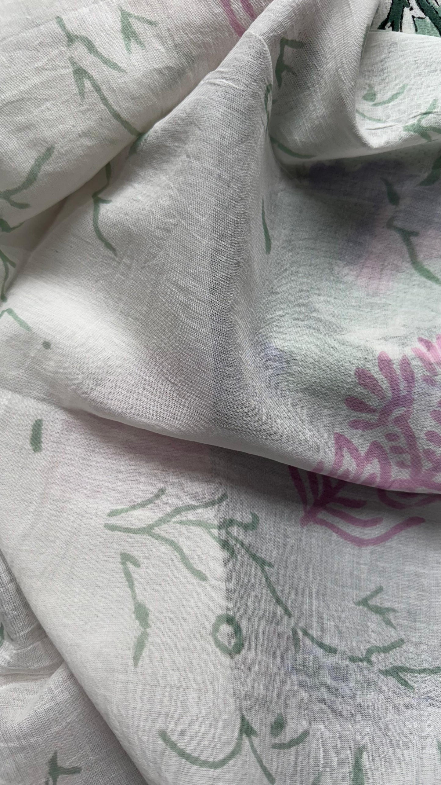 Soft Block Printed Mulmul Cotton Salwar Suit with Dupatta (PASTEL GREEN)