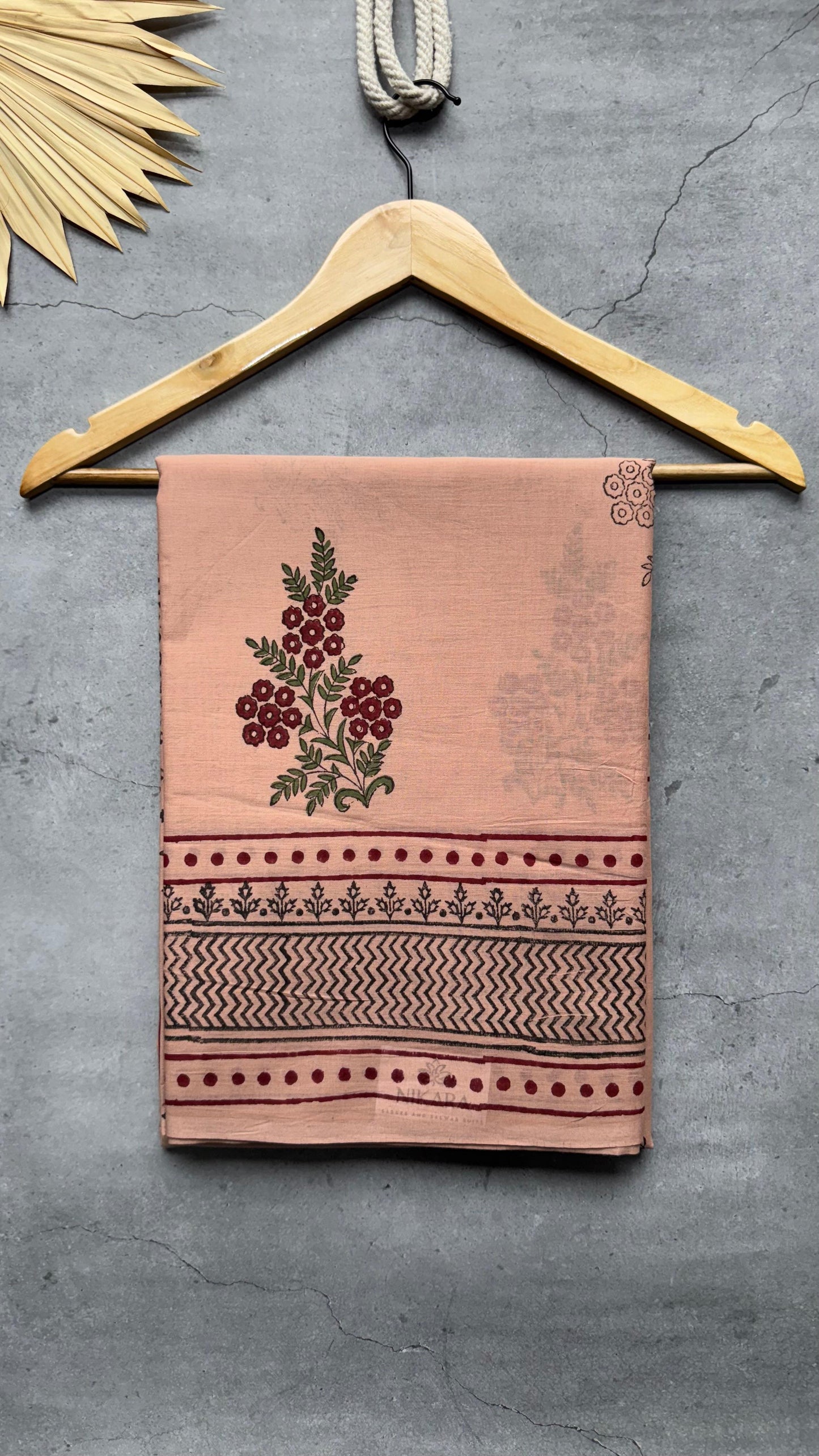 Soft Block Printed Mulmul Cotton Saree (WARM PINK)