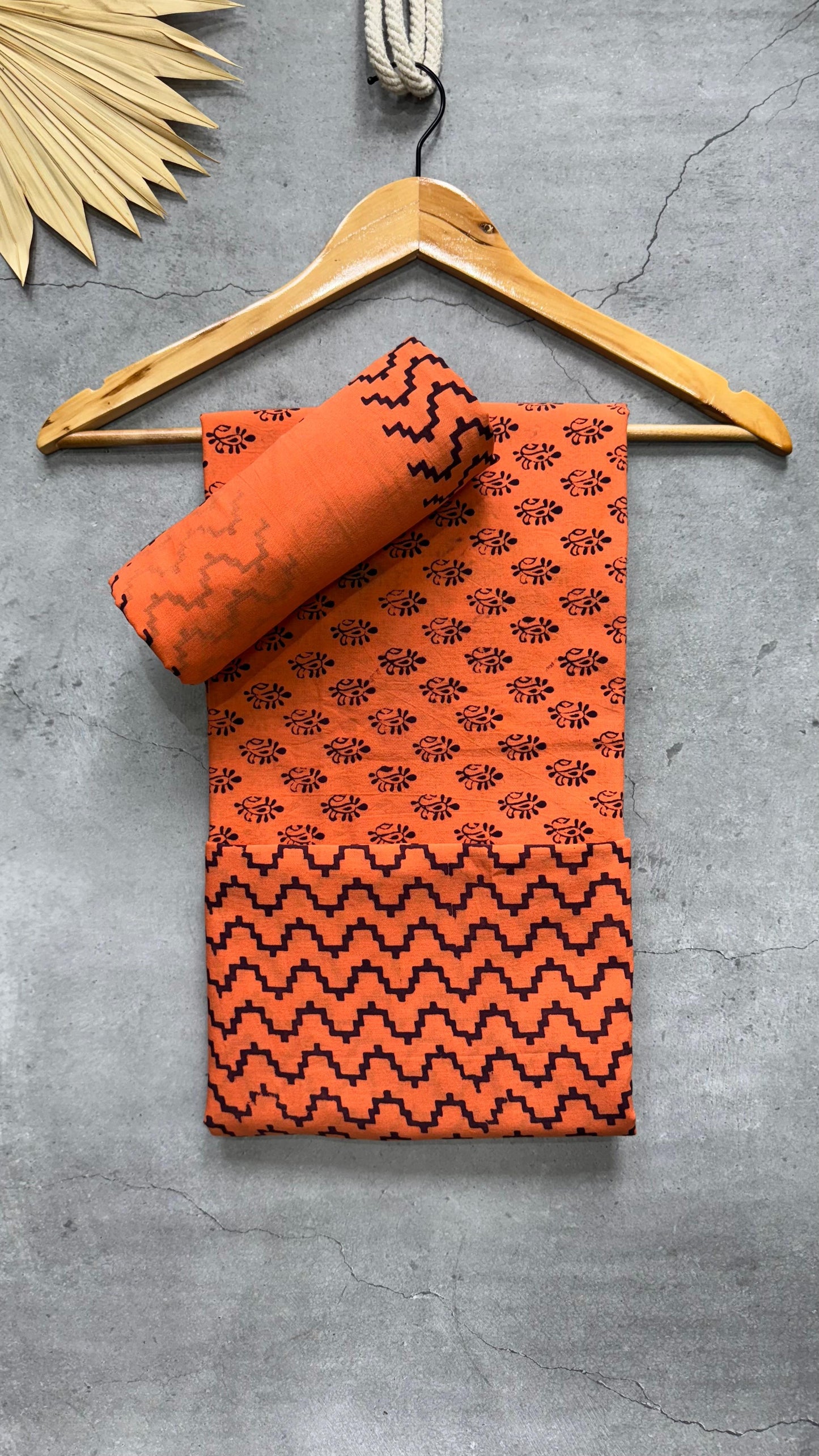 Bagh Print Cotton Salwar Suit with Mul Dupatta (DARK PEACH)