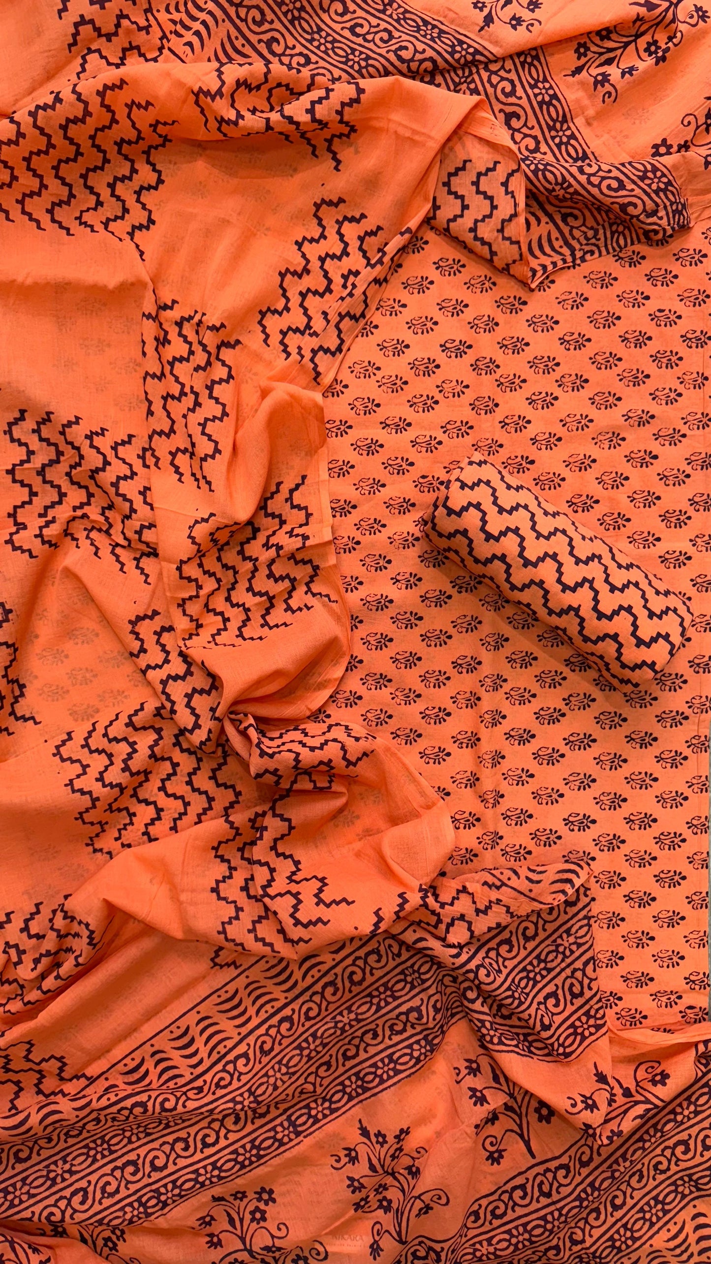 Bagh Print Cotton Salwar Suit with Mul Dupatta (DARK PEACH)
