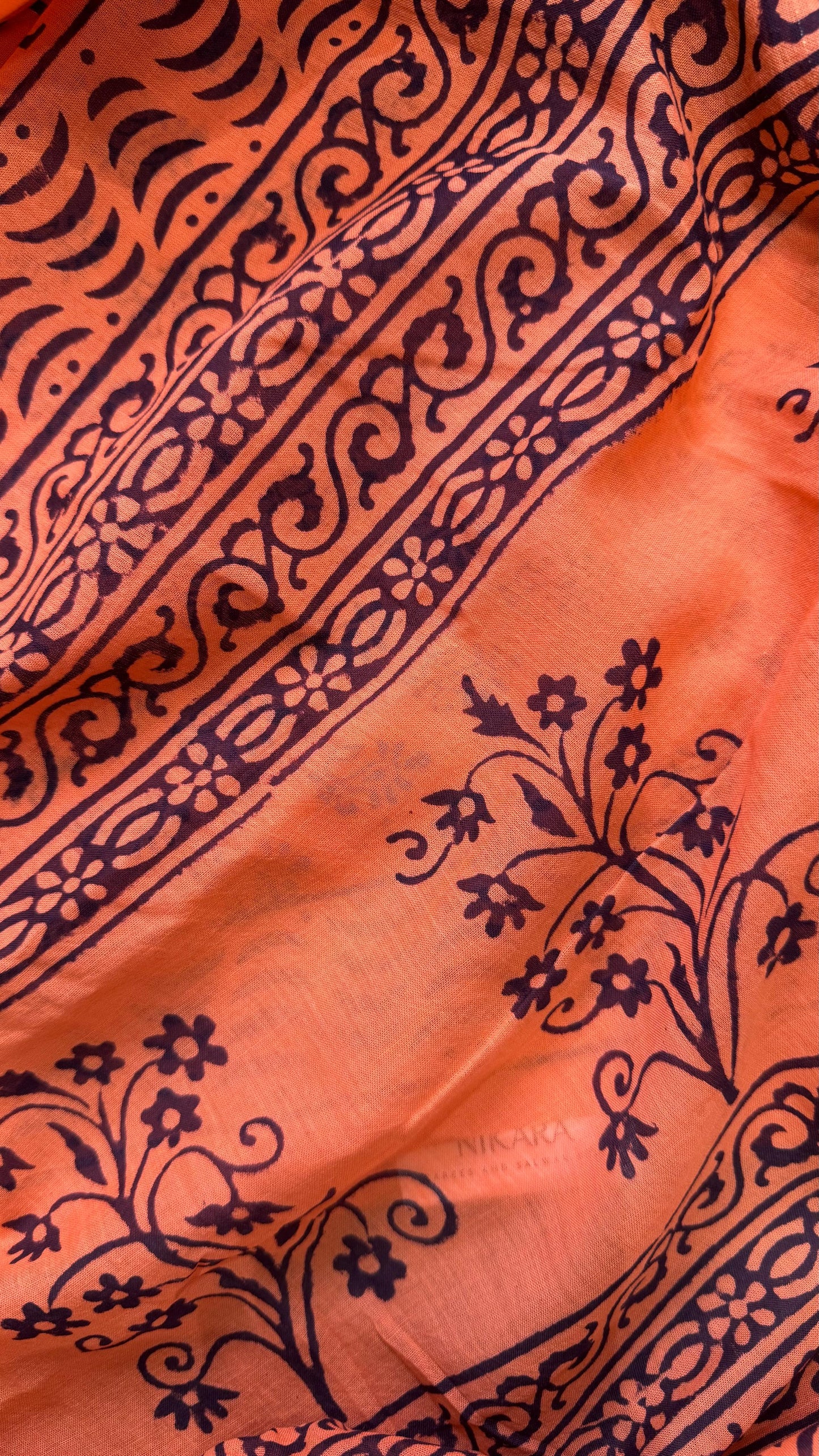 Bagh Print Cotton Salwar Suit with Mul Dupatta (DARK PEACH)