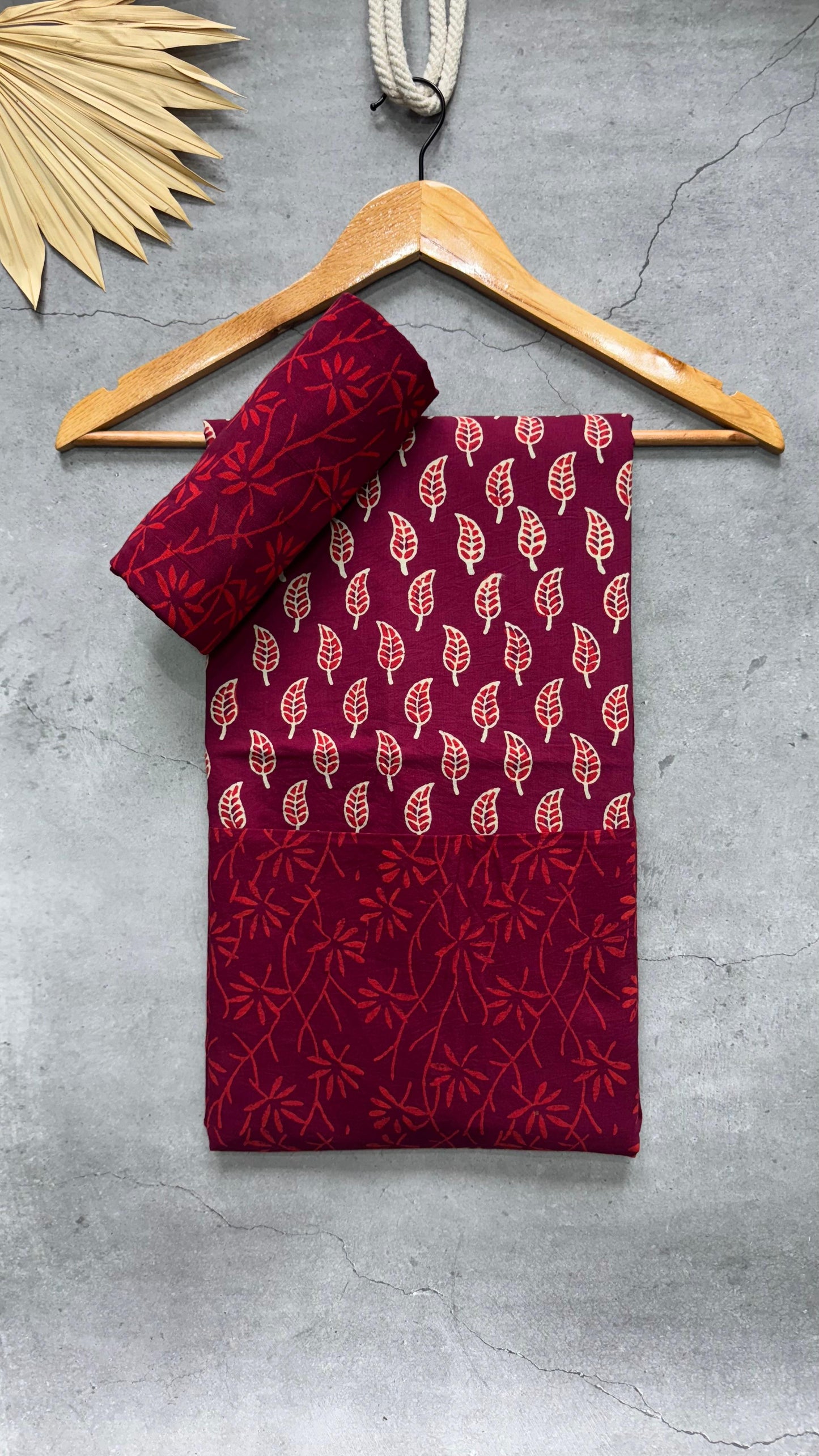 Soft Block Printed Cotton Salwar Suit with Mul Dupatta (BEET RED)