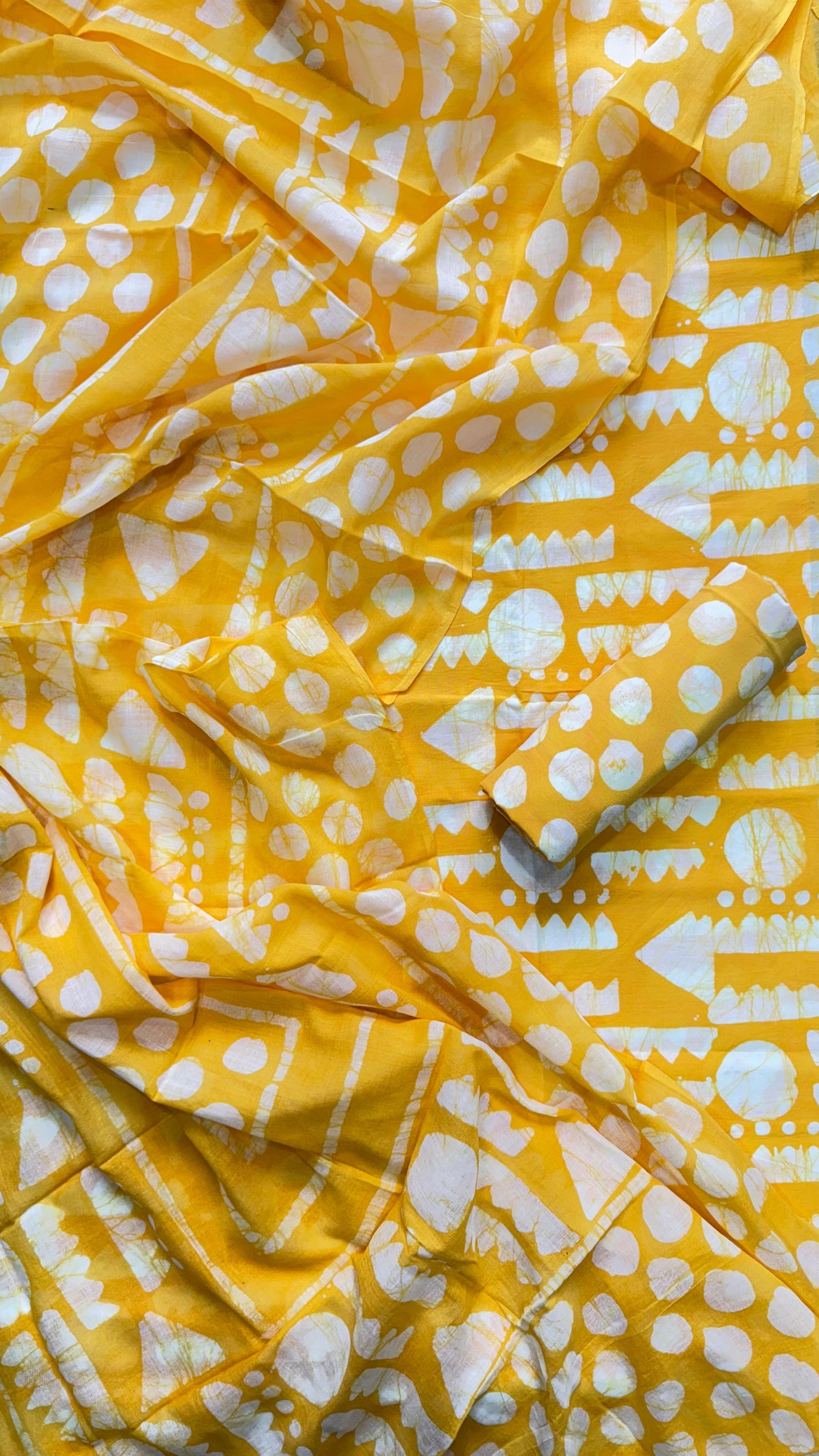 Soft Block Printed Cotton Salwar Suit with Mul Dupatta (VIBRANT YELLOW)
