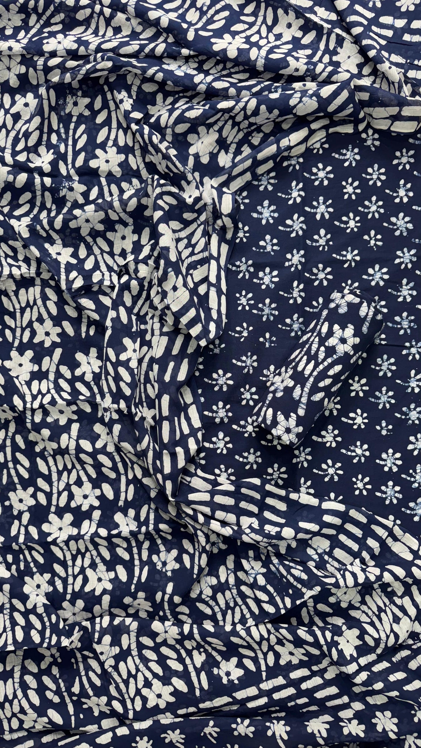 Soft Block Printed Cotton Salwar Suit with Mul Dupatta (DARK BLUE)