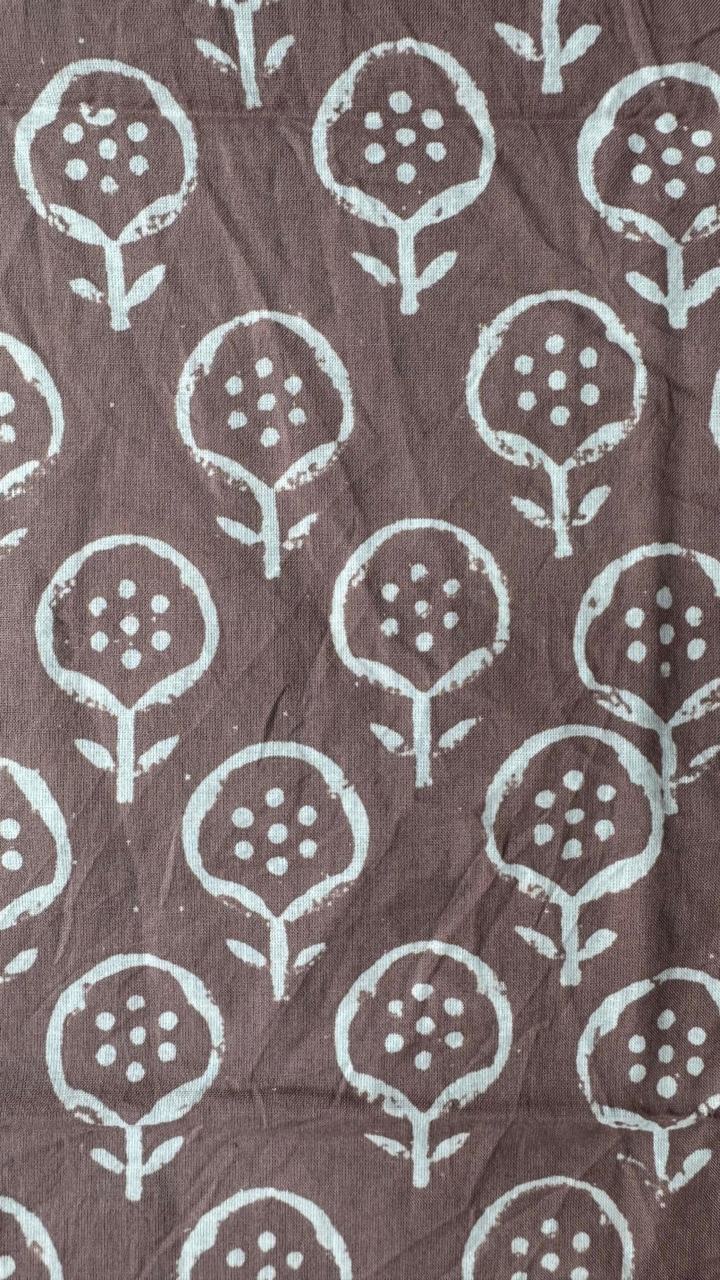 Soft Block Printed Cotton Salwar Suit with Mul Dupatta (MUSHROOM BROWN)