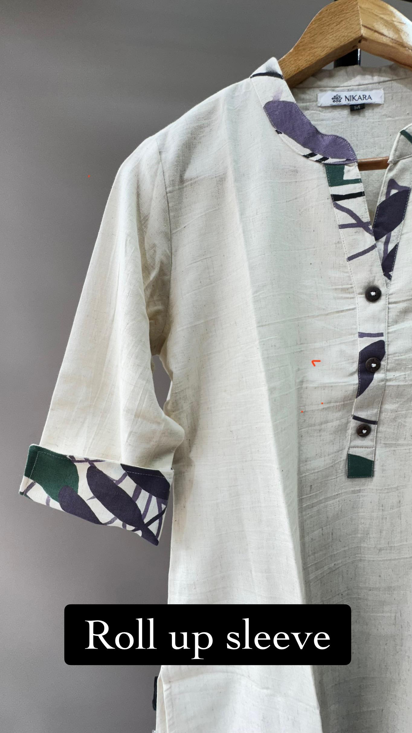 Premium Khadi Cotton Kurti with U-shaped Hem (OFF WHITE)