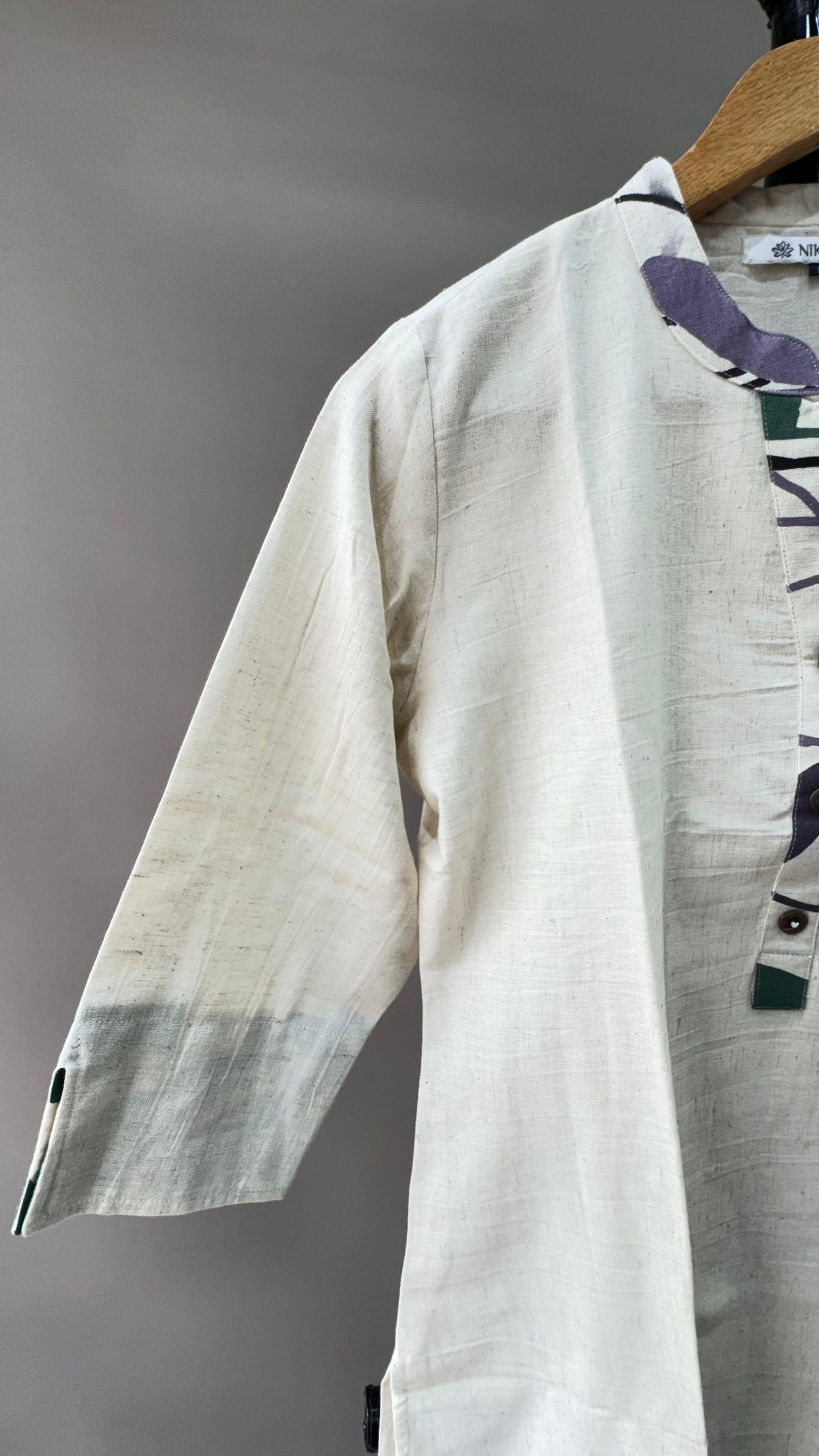 Premium Khadi Cotton Kurti with U-shaped Hem (OFF WHITE)