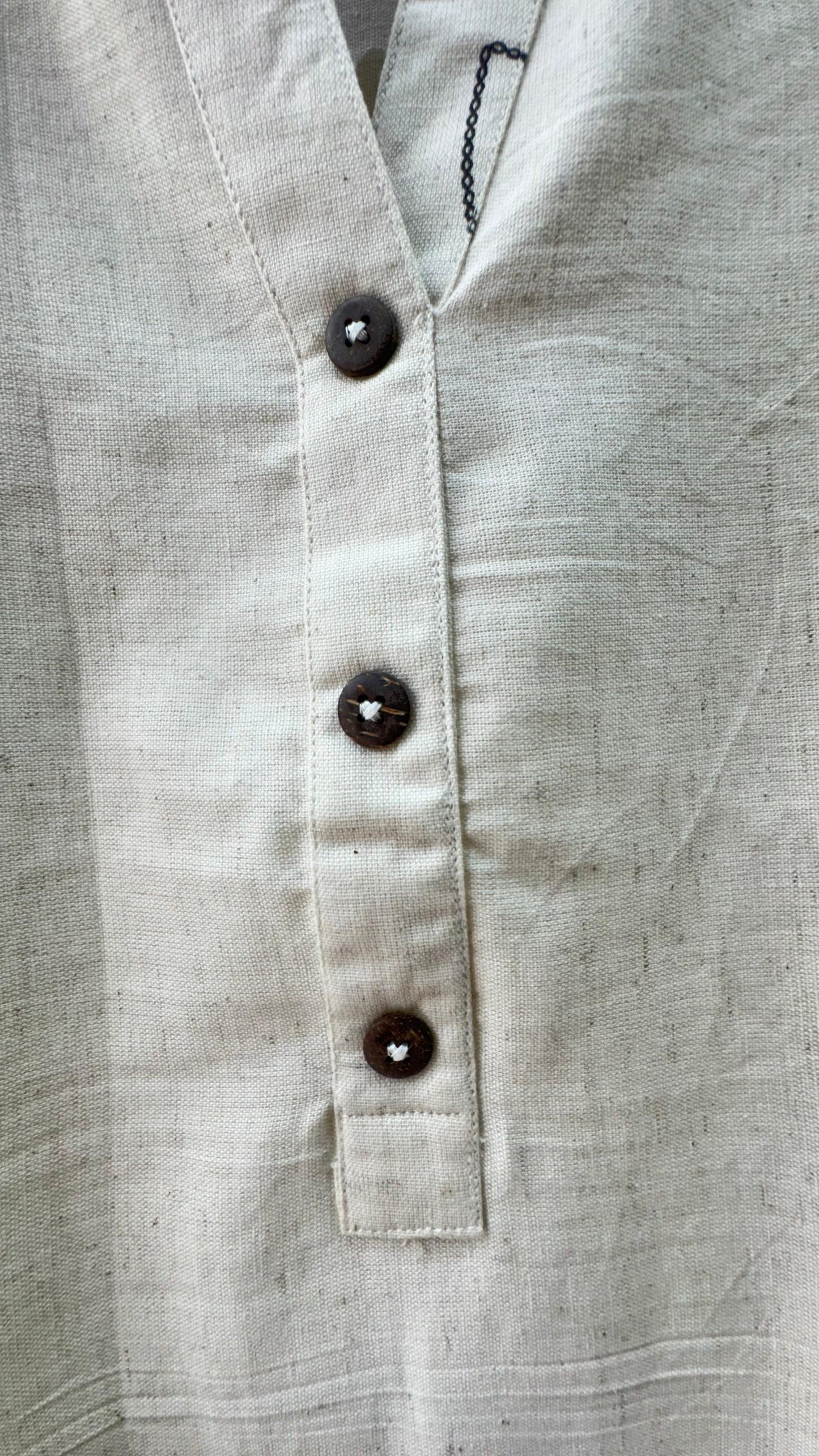 Premium Khadi Cotton Kurti with U-shaped Hem (OFF WHITE)