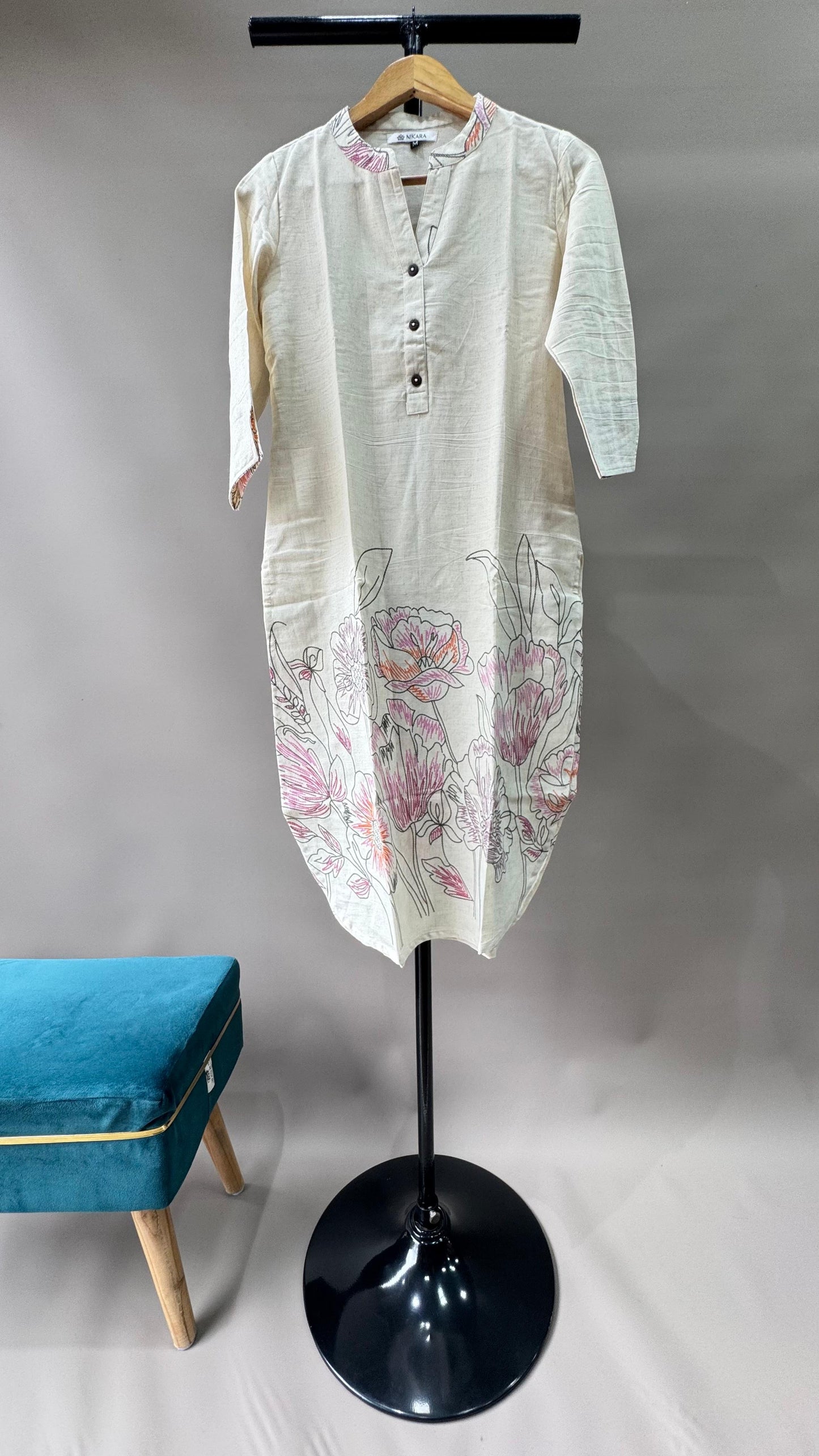 Premium Khadi Cotton Kurti with U-shaped Hem (OFF WHITE)