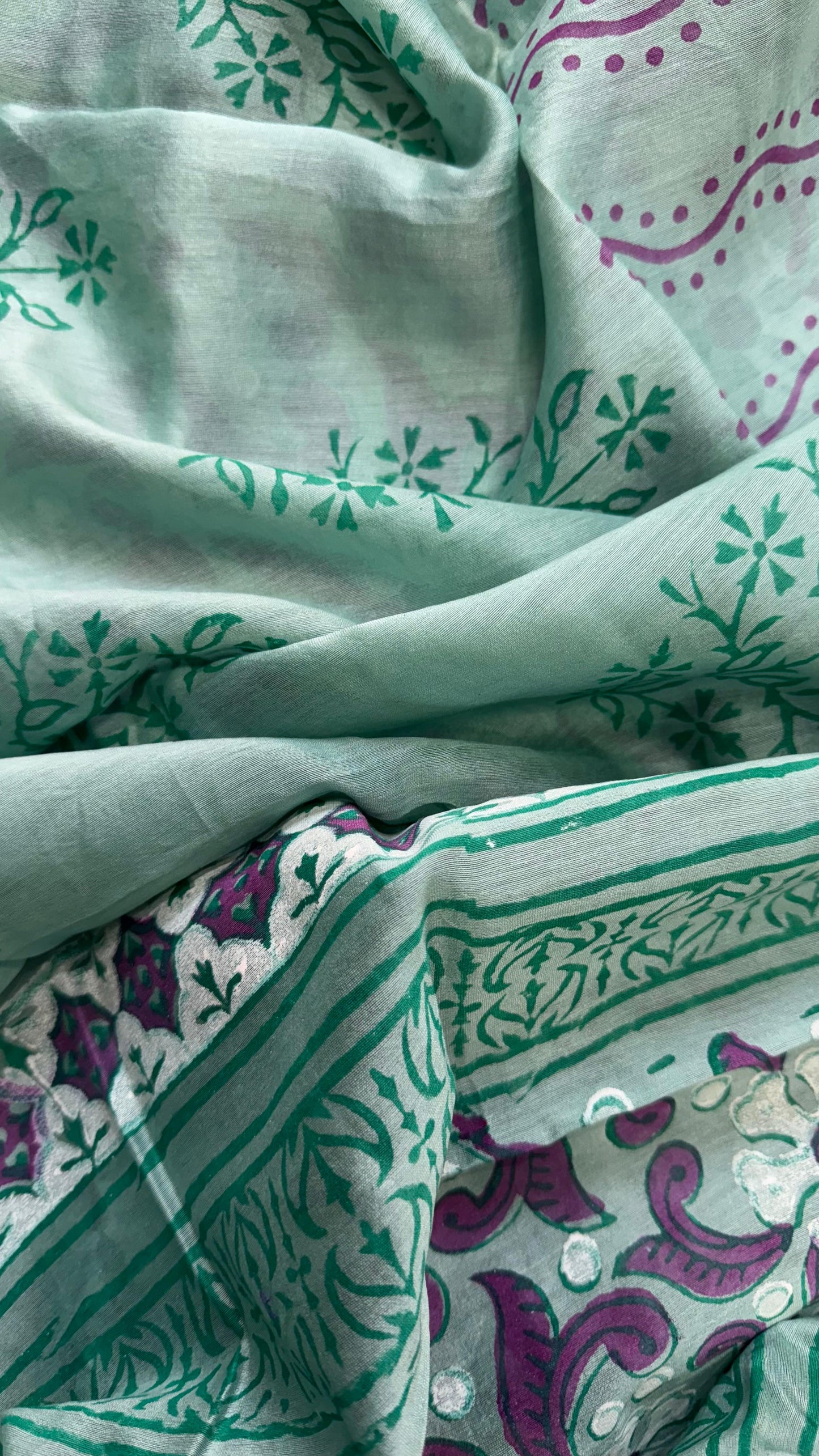 Maheshwari Silk Cotton Salwar Suit (PASTEL GREEN)