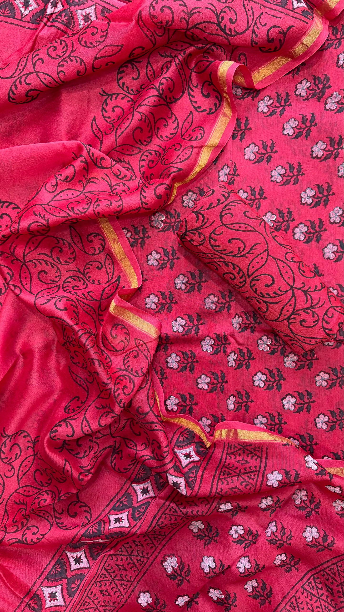 Maheshwari Silk Cotton Salwar Suit (RED)
