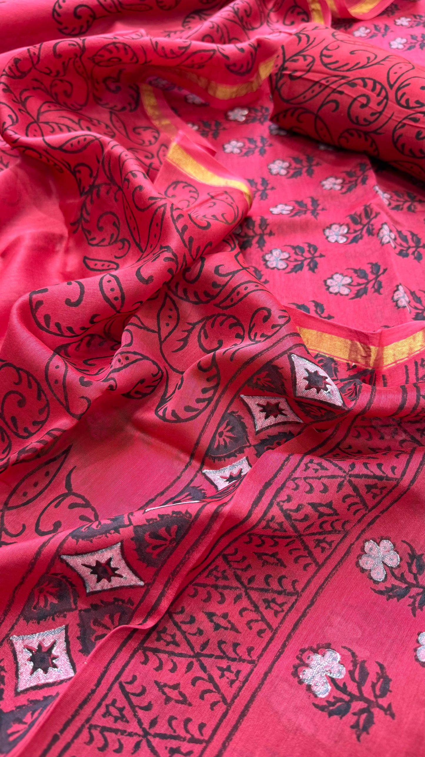 Maheshwari Silk Cotton Salwar Suit (RED)