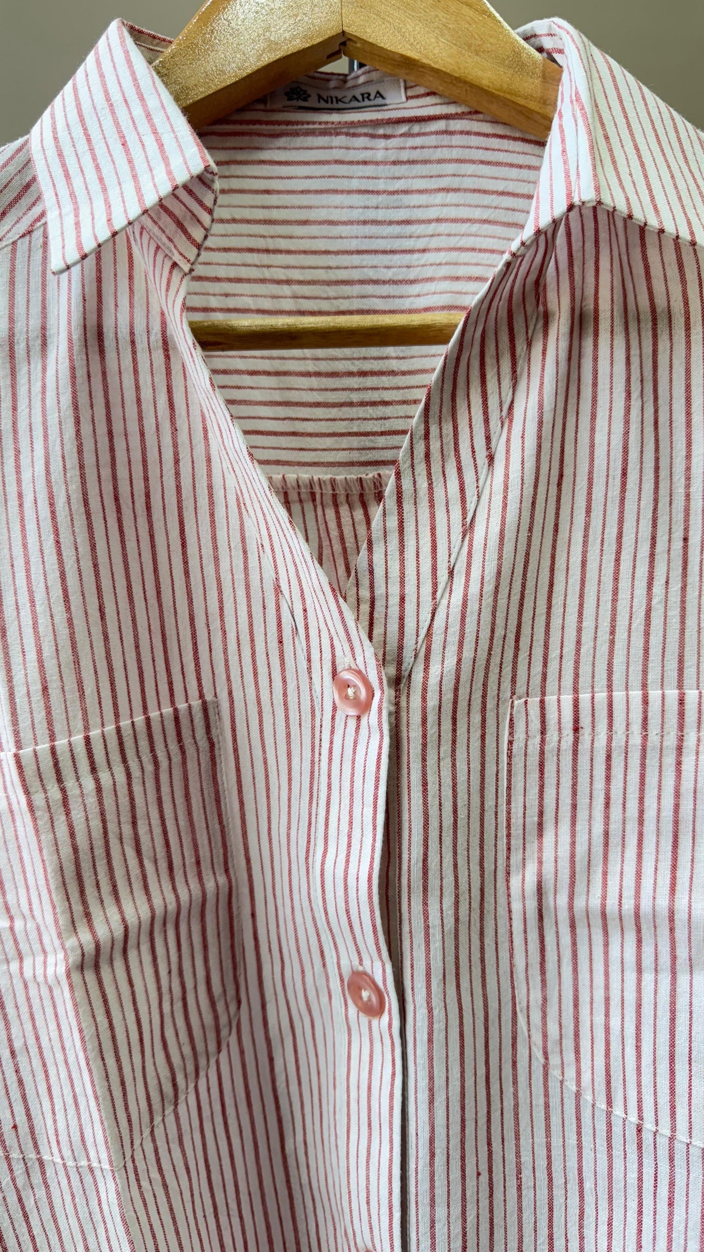 Collared Boxy Fit Stripe Shirt for Women (PINK)