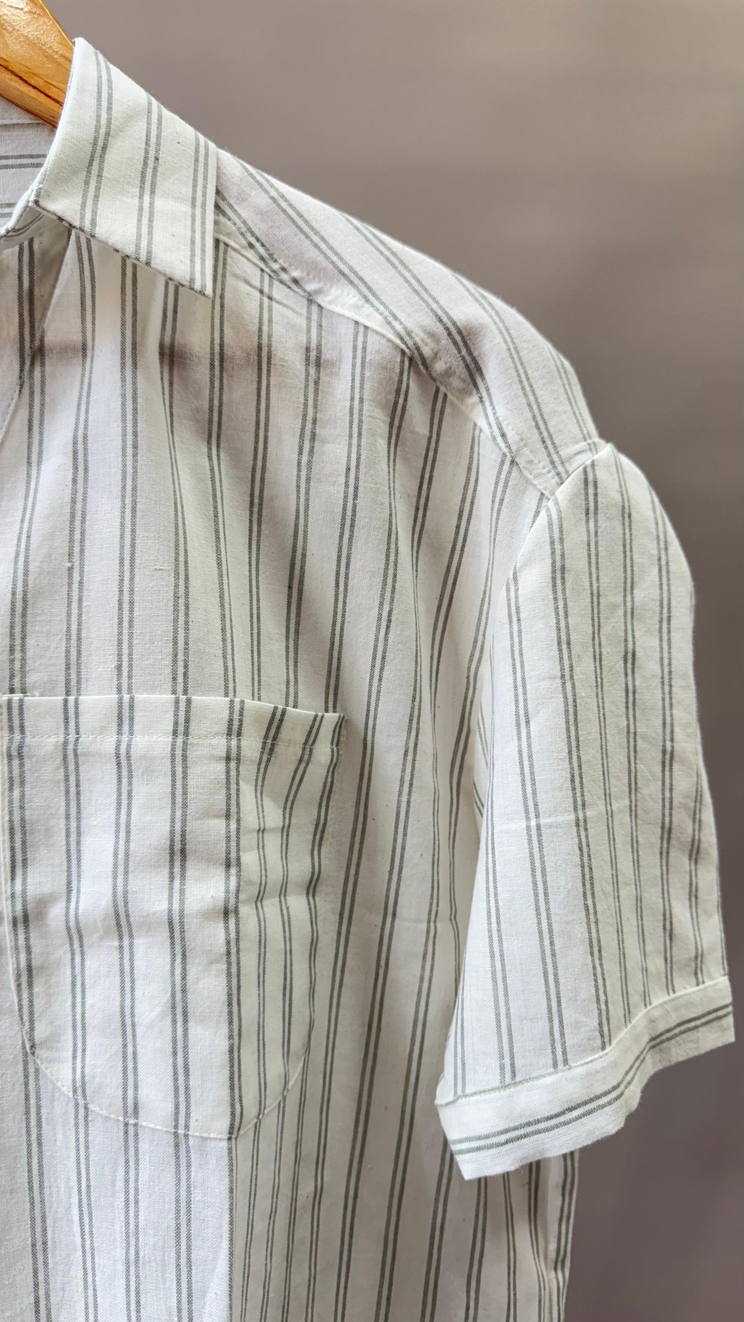 Handwoven Cotton Stripe Shirt for Women (MILD GREEN)