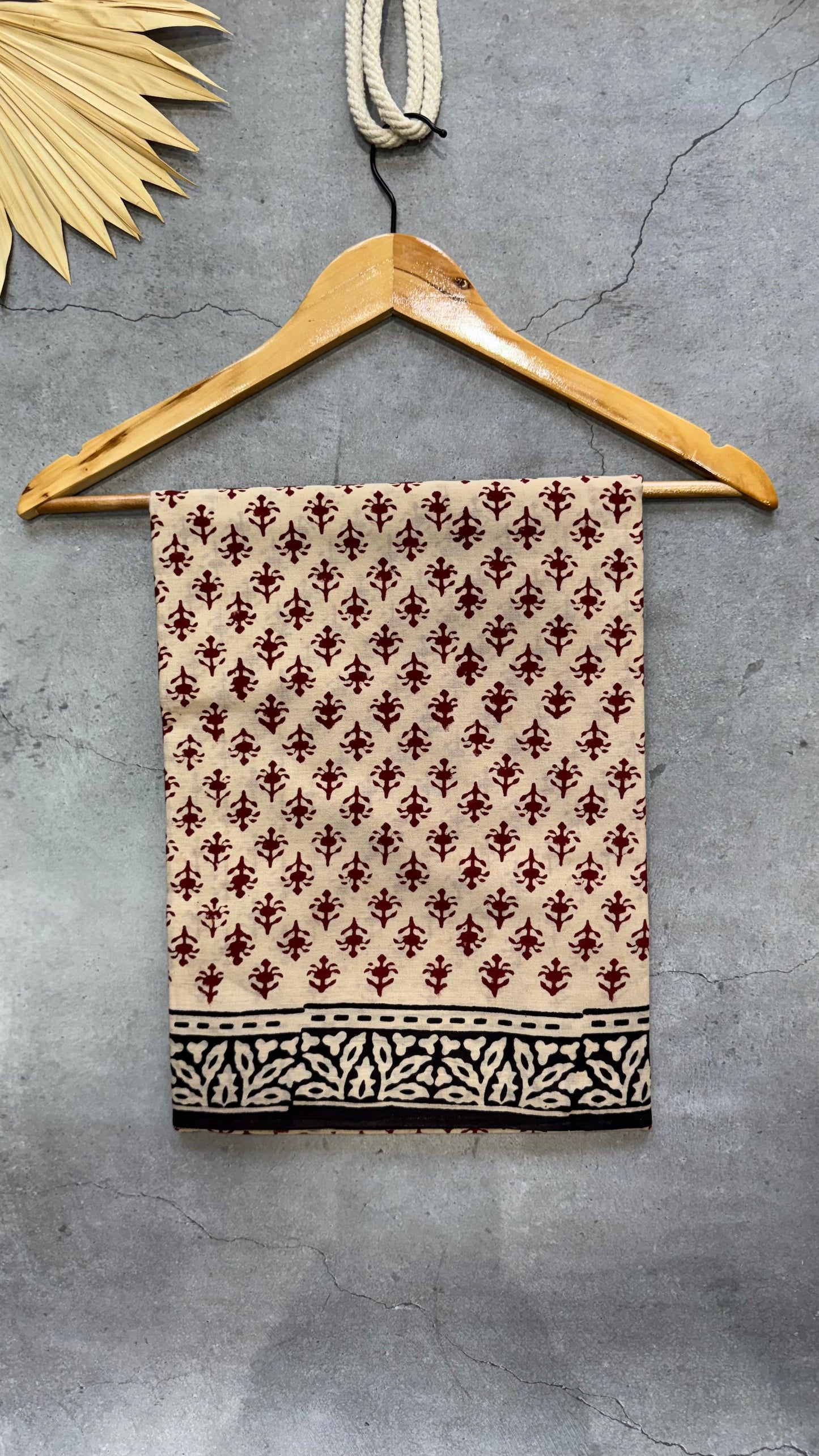 Soft Block Printed Mulmul Cotton Saree (OFF WHITE & MAROON)
