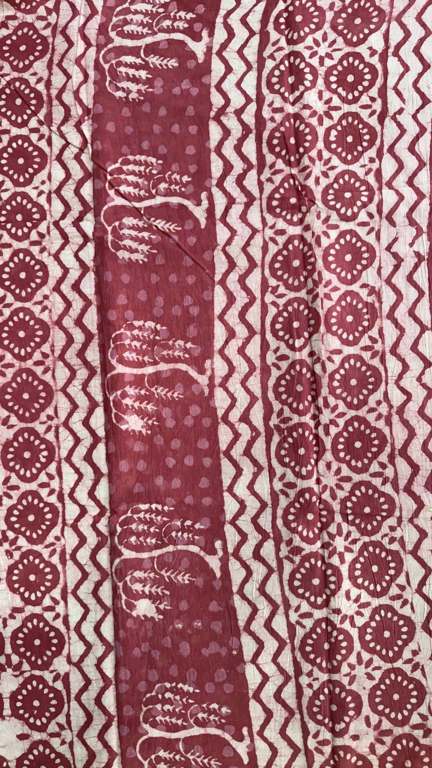 Soft Block Printed Mulmul Cotton Saree (DARK PINK)