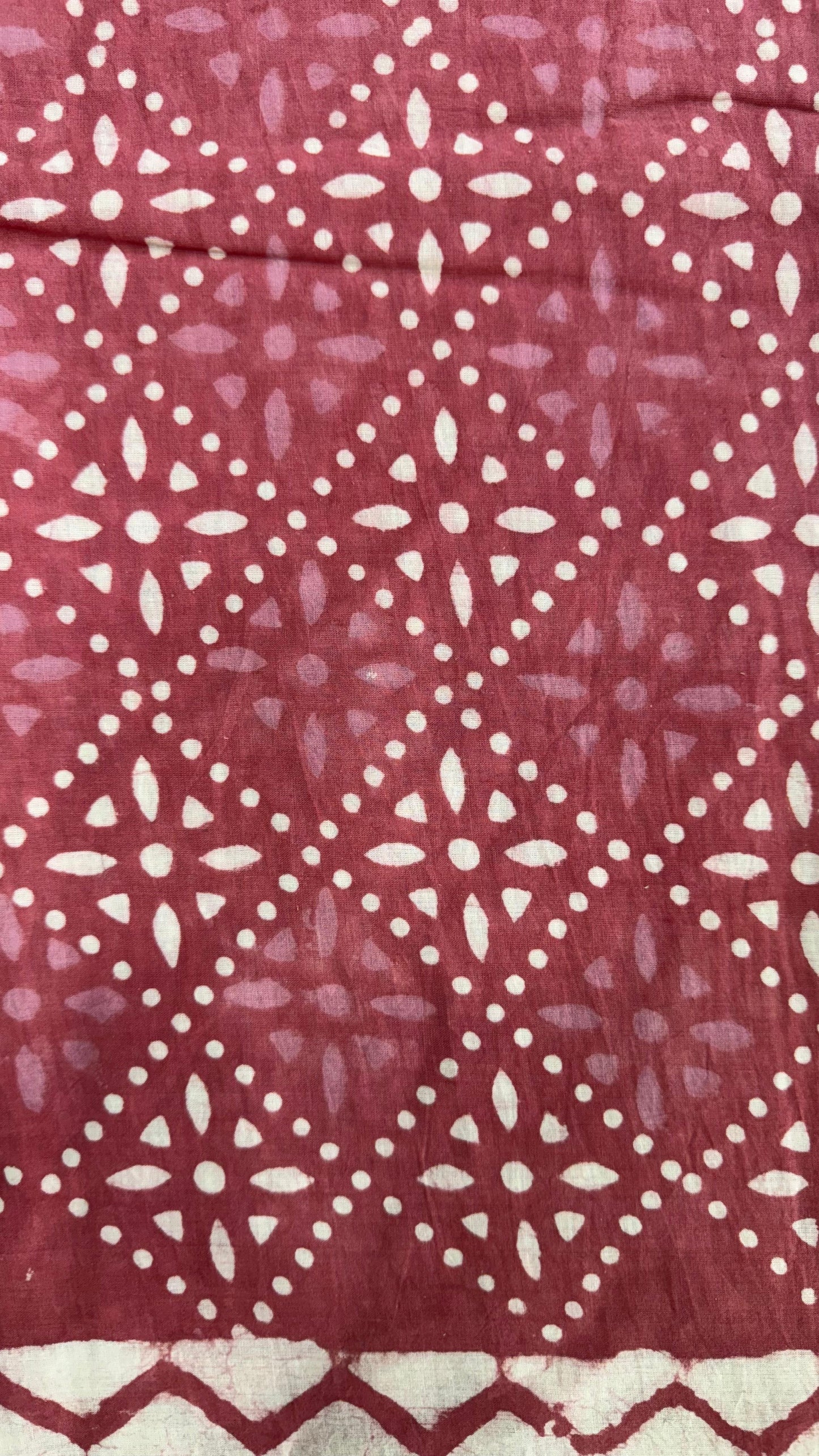 Soft Block Printed Mulmul Cotton Saree (DARK PINK)