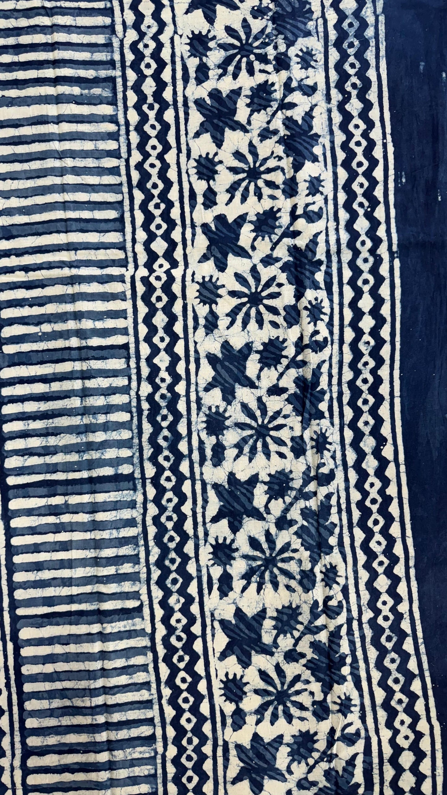 Soft Block Printed Mulmul Cotton Saree (INDIGO)