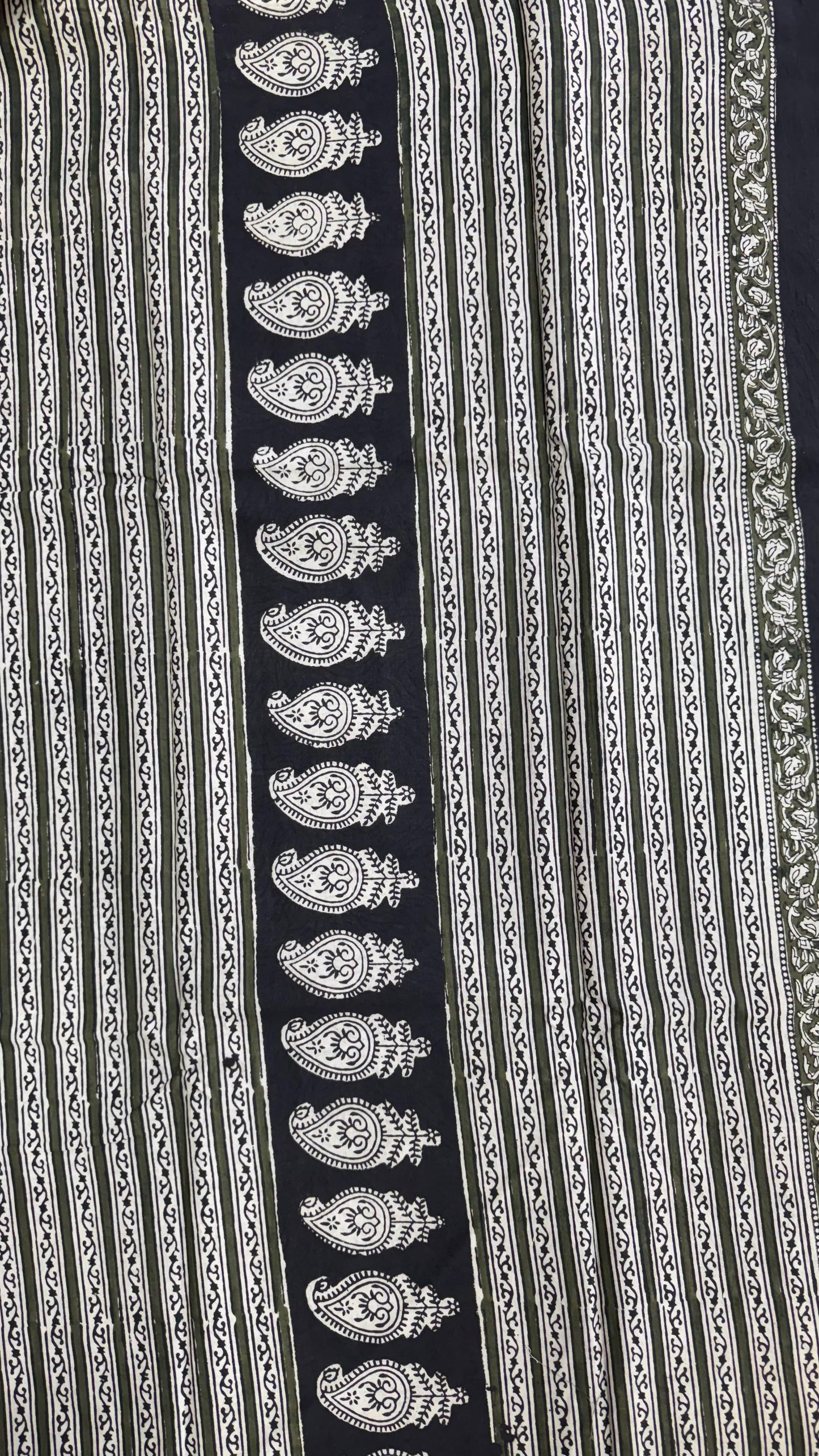 Soft Block Printed Mulmul Cotton Saree (BLACK)
