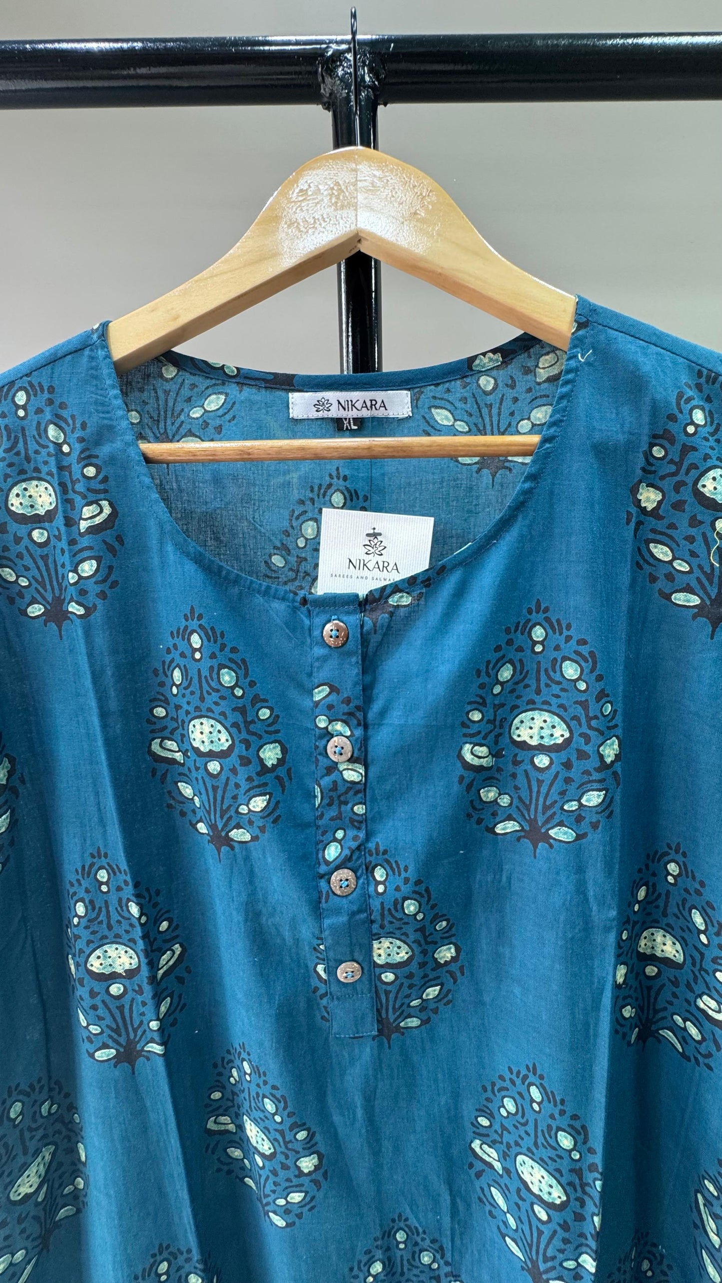 Soft Cotton Floral Printed Kurti (DARK BLUE)
