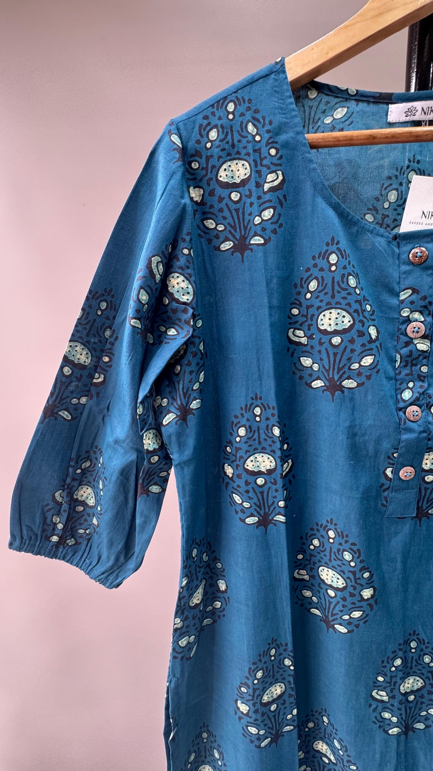 Soft Cotton Floral Printed Kurti (DARK BLUE)