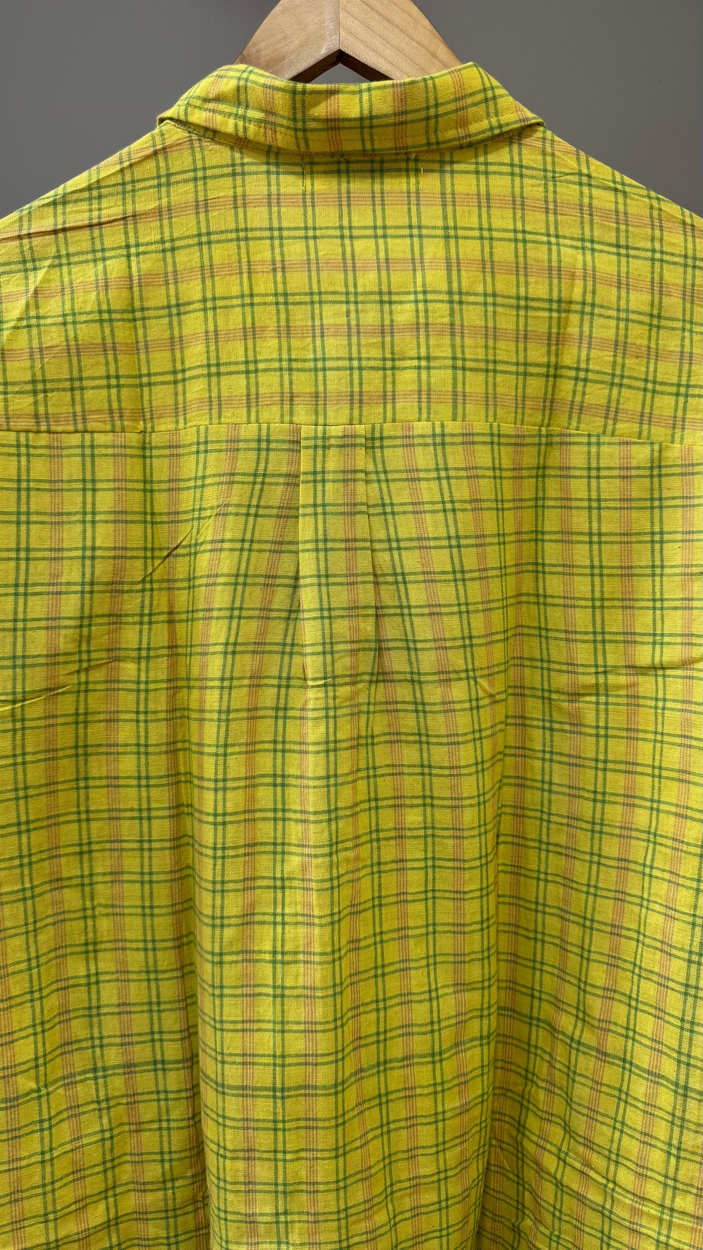 Handwoven Cotton Check Shirt for Women (EARTHY YELLOW)