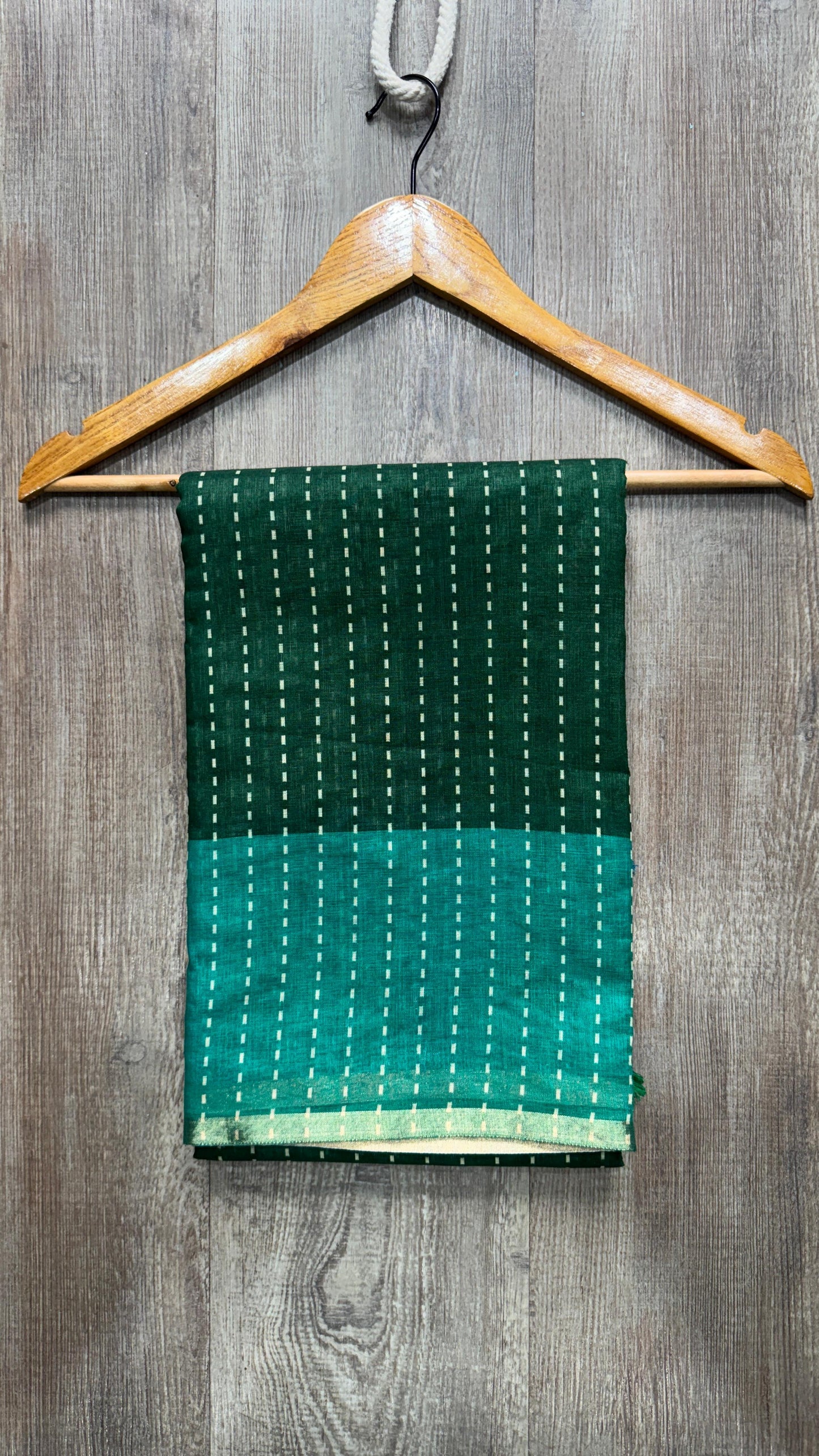 Linen Cotton Saree (GREEN)