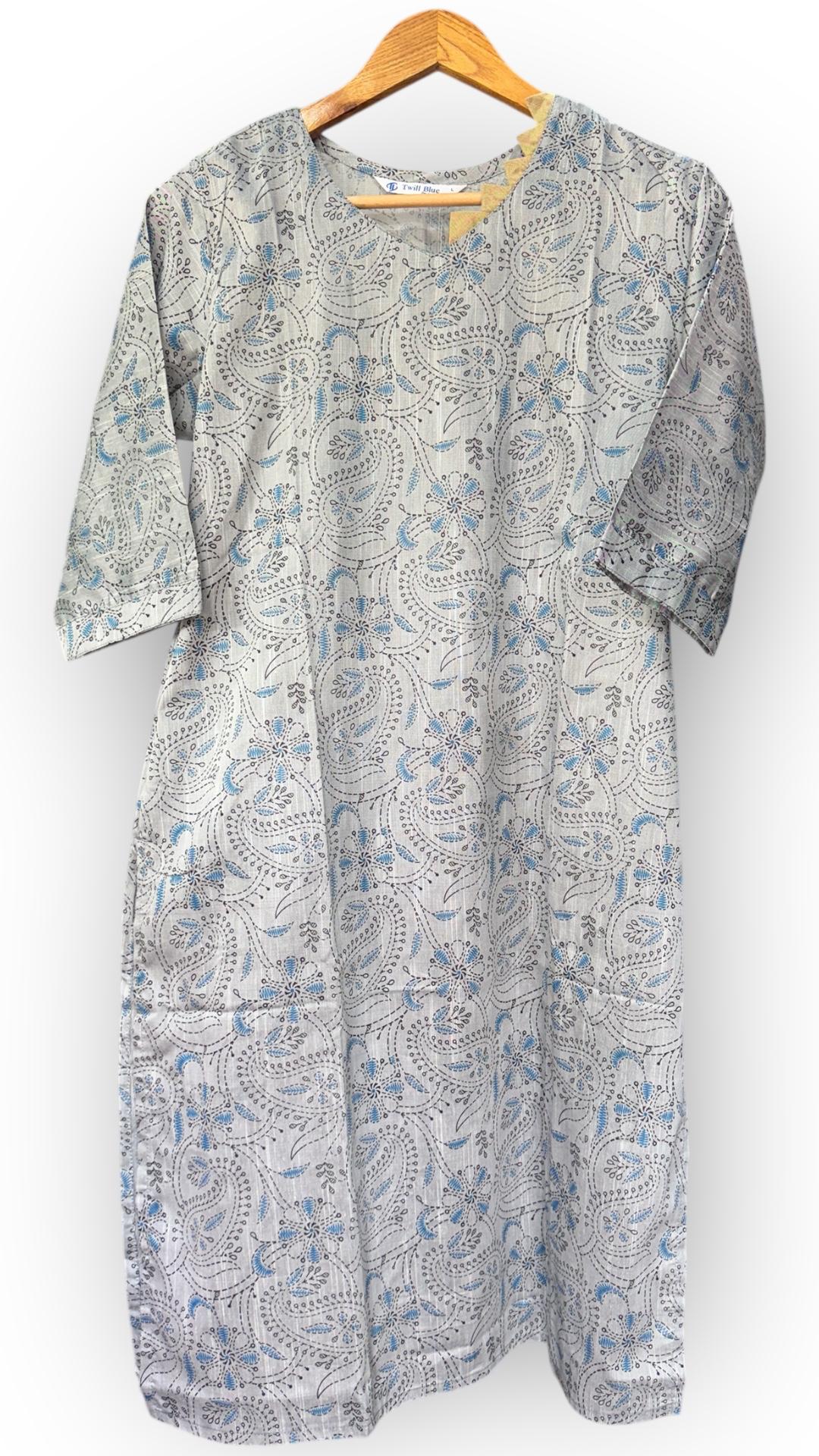 Soft Cotton Rayon Kurti (GREY)