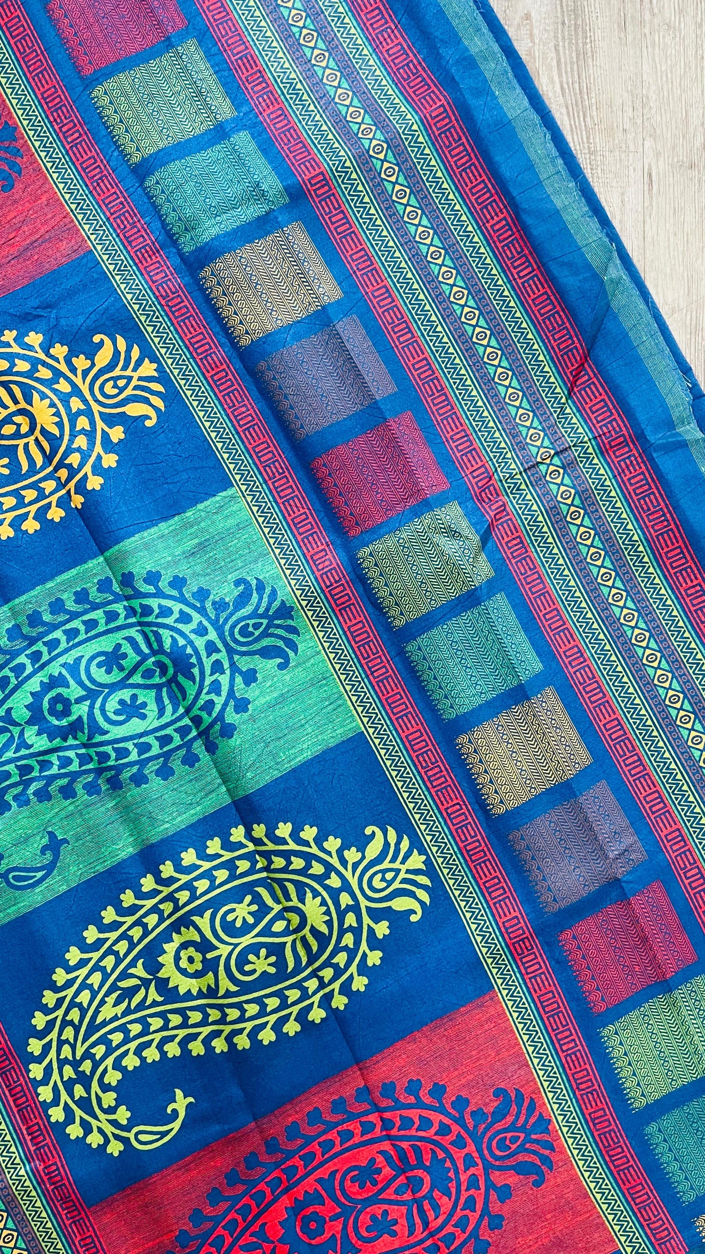 Soft Digital Printed Kashmiri Katan Silk Saree (NAVY BLUE)