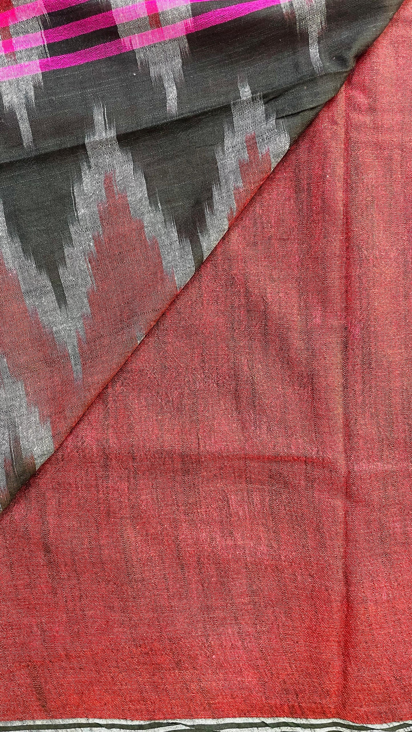 Soft Silk Cotton Saree with Ikkat Weave (PINK)