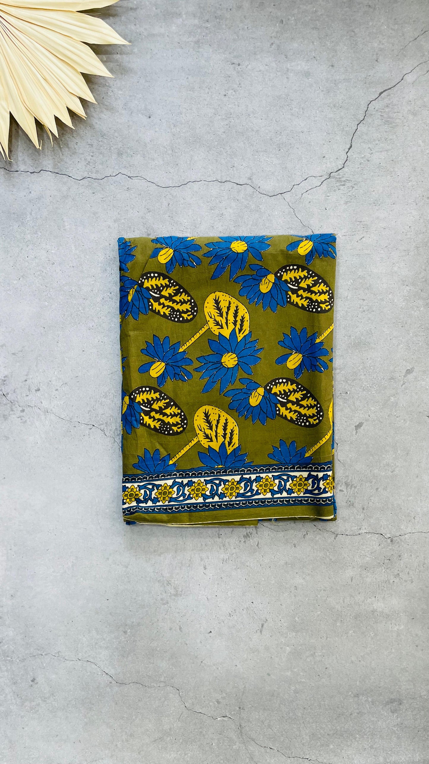 Soft Handblock Printed Cotton Salwar Suit with Mulmul Dupatta (BLUE & CREAM)