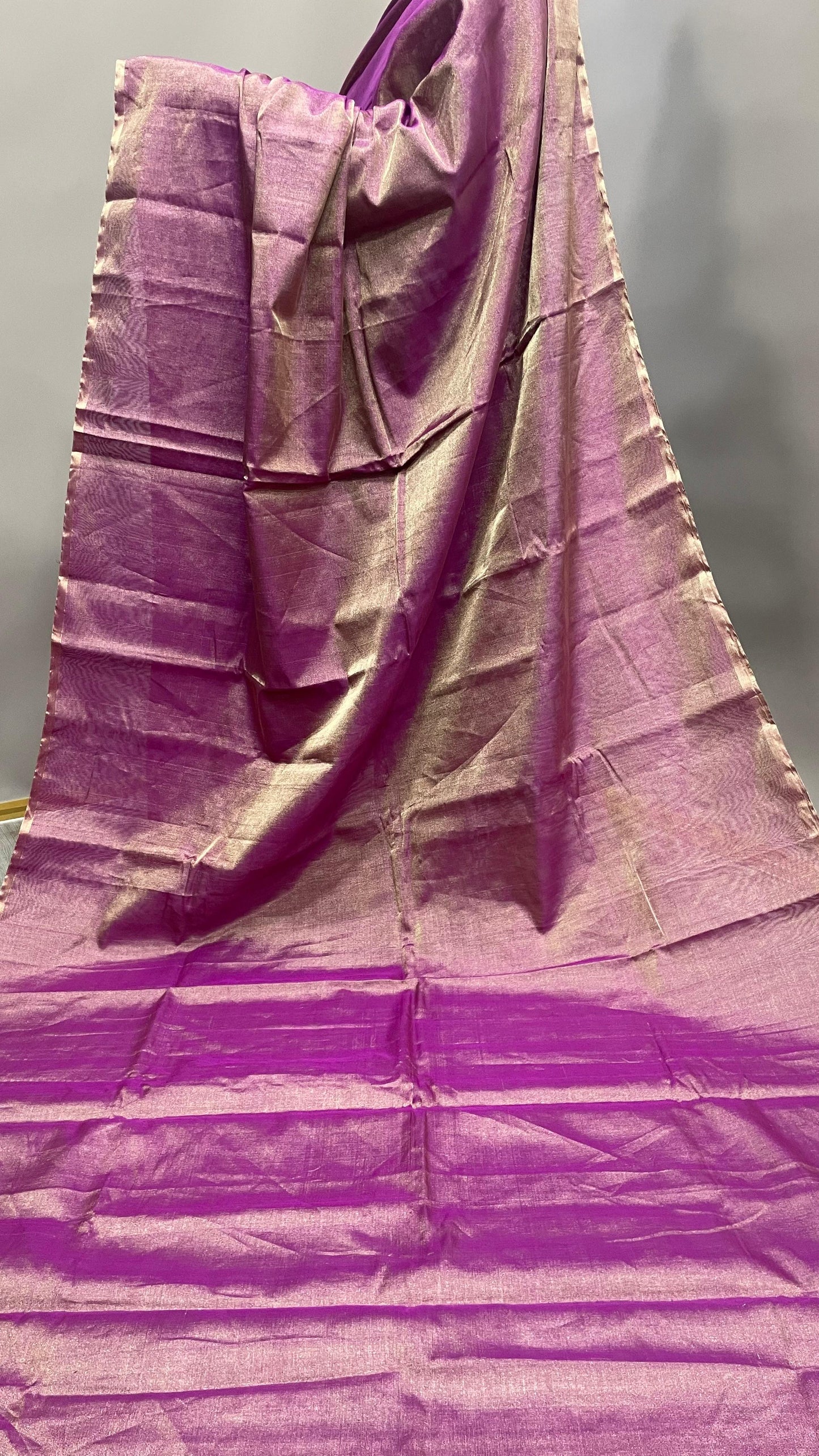 Handwoven Maheshwari Silk Tissue Saree (BLUSH PINK)