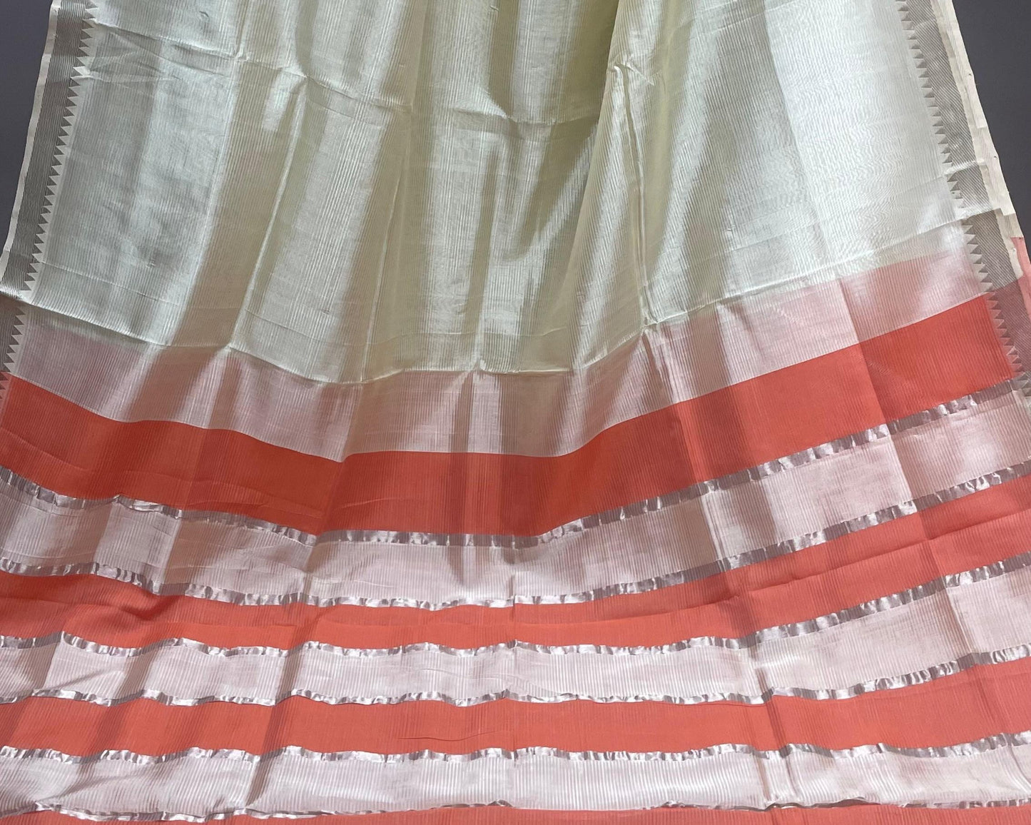 Handwoven Mangalagiri Semi Silk Cotton Saree (BUTTER SCOTCH YELLOW & ORANGE)