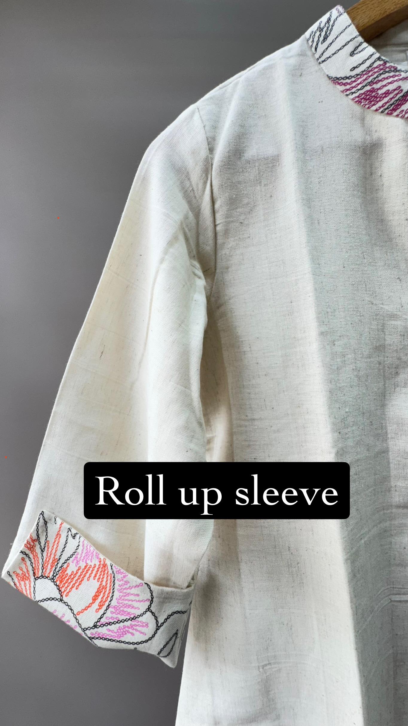 Premium Khadi Cotton Kurti with U-shaped Hem (OFF WHITE)