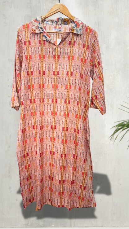 Abstract Print Mulmul Kurti (MULTICOLOUR)