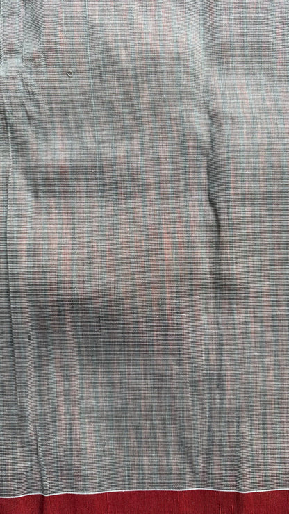 Soft Linen Cotton saree with stripes (ORANGE & GREY)