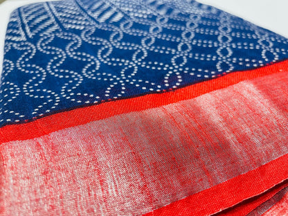 Soft Organic Linen Cotton Saree (INDIGO)