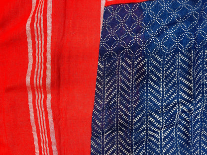 Soft Organic Linen Cotton Saree (INDIGO)