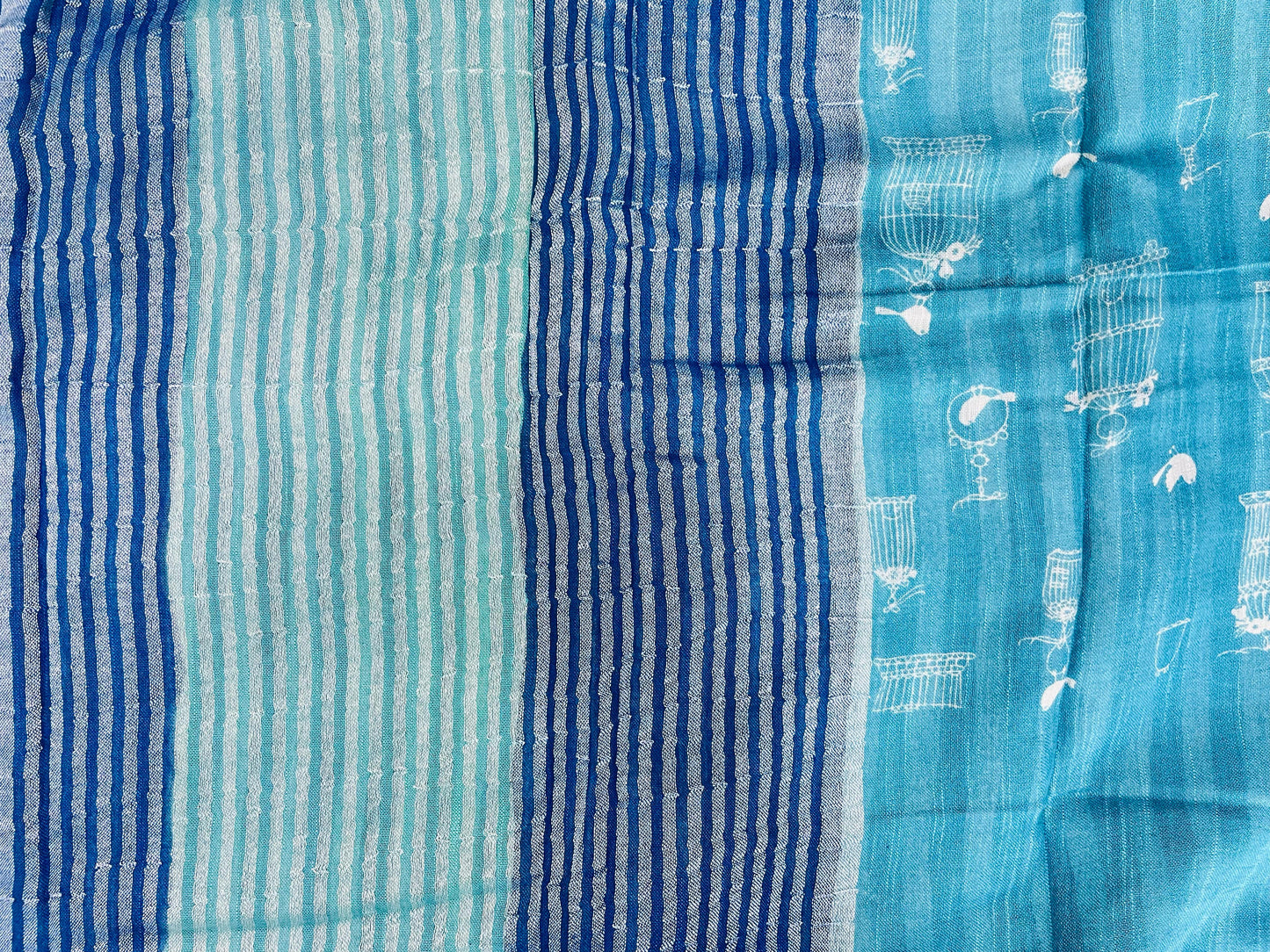 Soft Organic Linen Cotton Saree (BLUE)