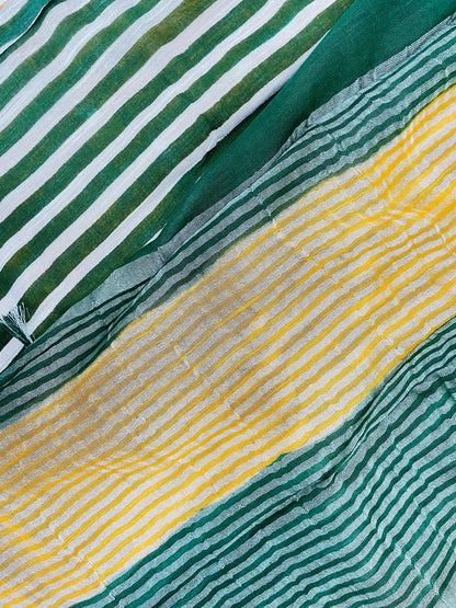 Soft Organic Linen Cotton Saree (MUSTARD)