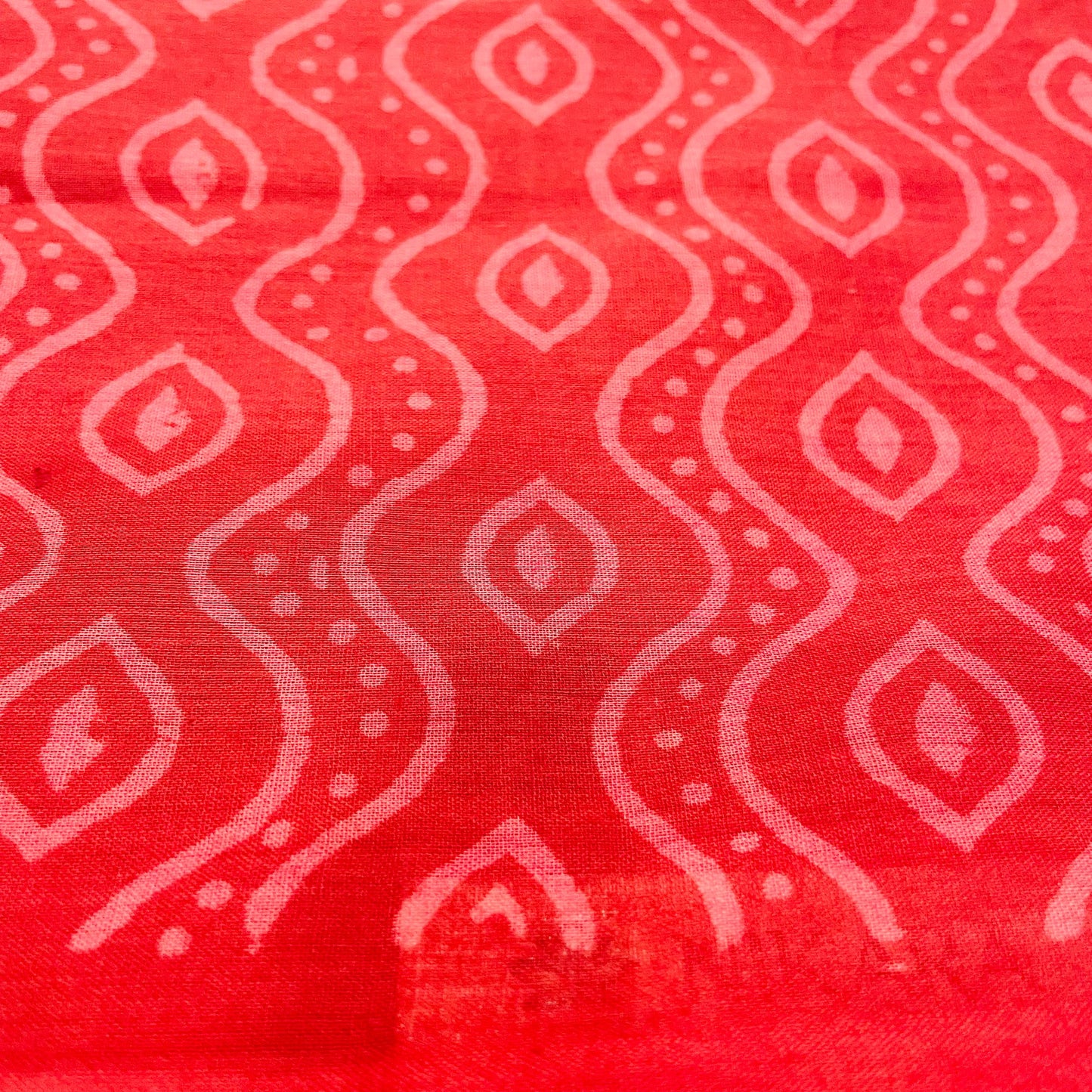 Soft Handblock Printed  Cotton Saree (RED)